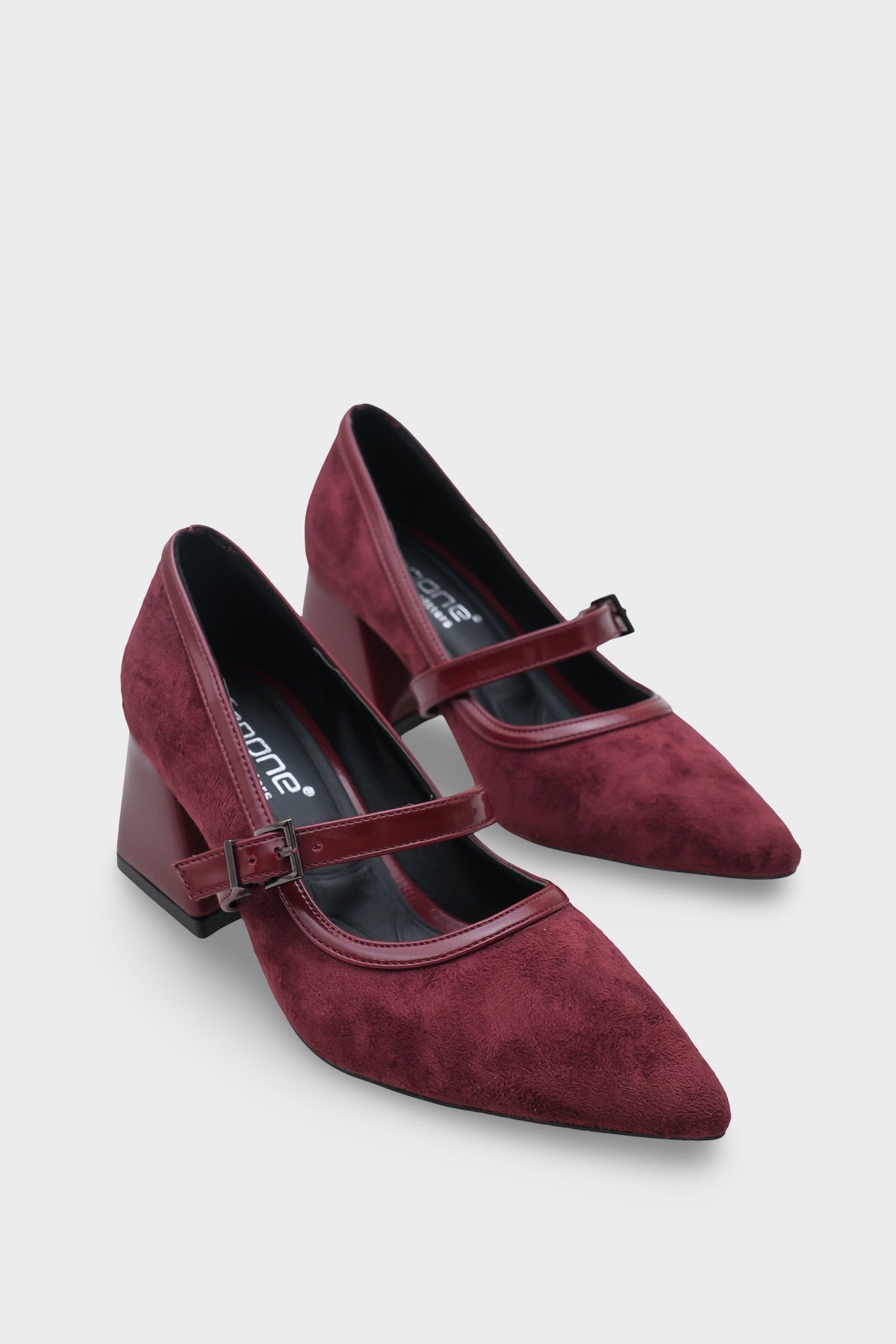 Susann Sivri Burunlu Kalın Orta Topuklu Bantlı Suni Süet Kadın Ayakkabı