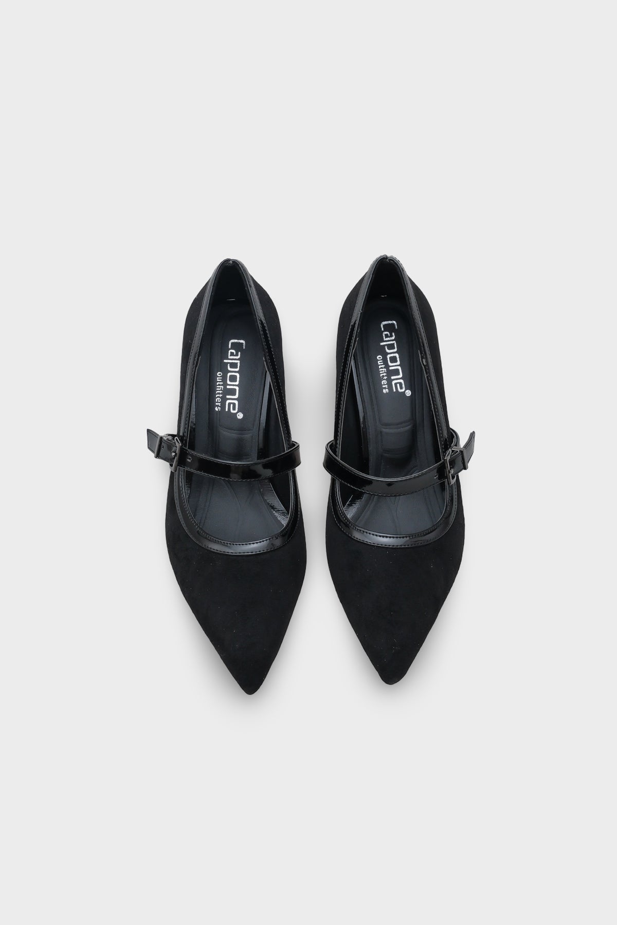 Susann Sivri Burunlu Kalın Orta Topuklu Bantlı Suni Süet Kadın Ayakkabı