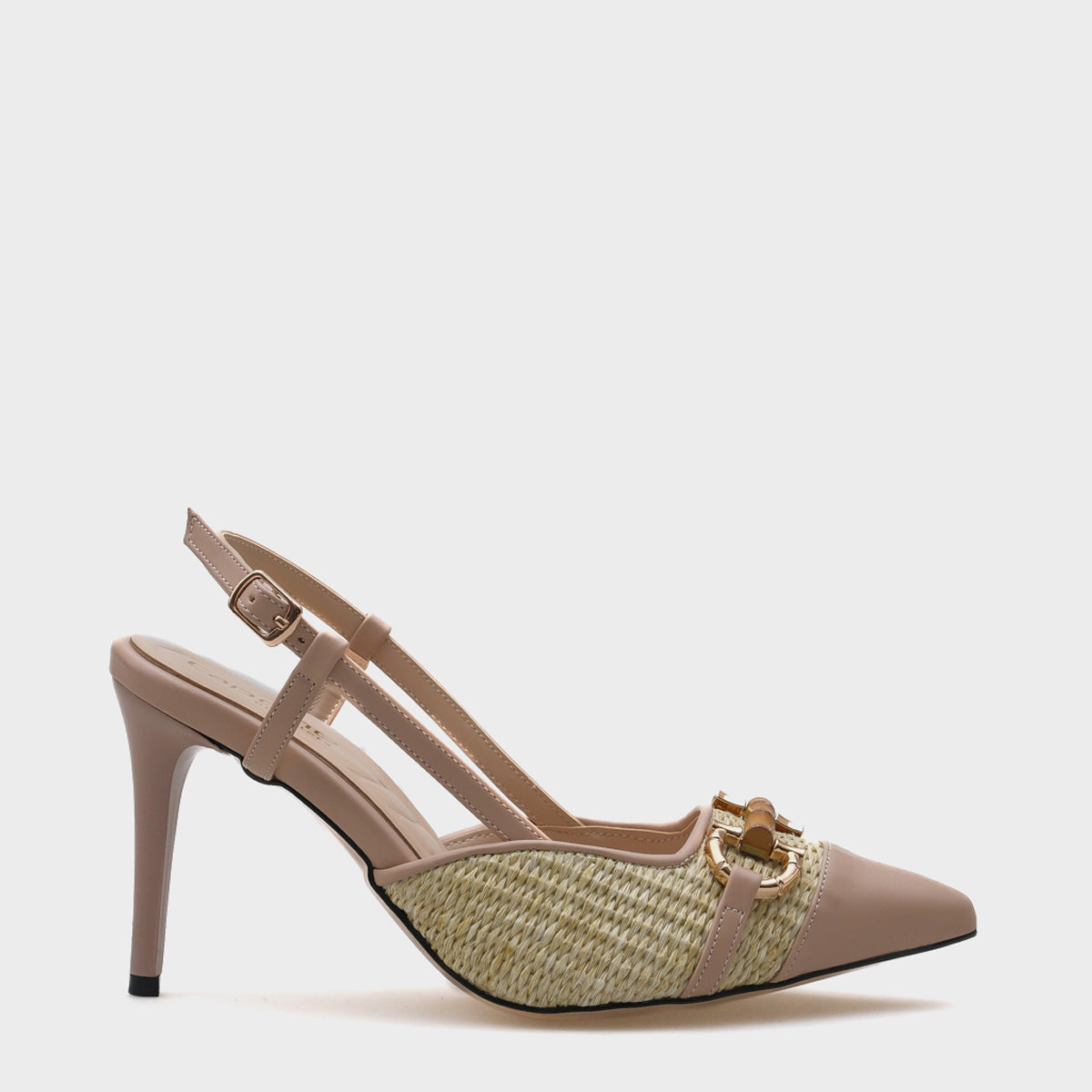 Hetty Tahta Tokalı Hasır Stiletto