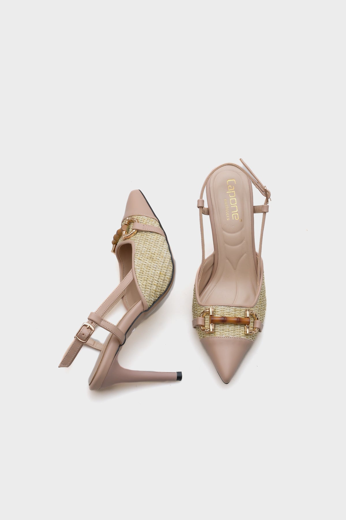 Hetty Tahta Tokalı Hasır Stiletto