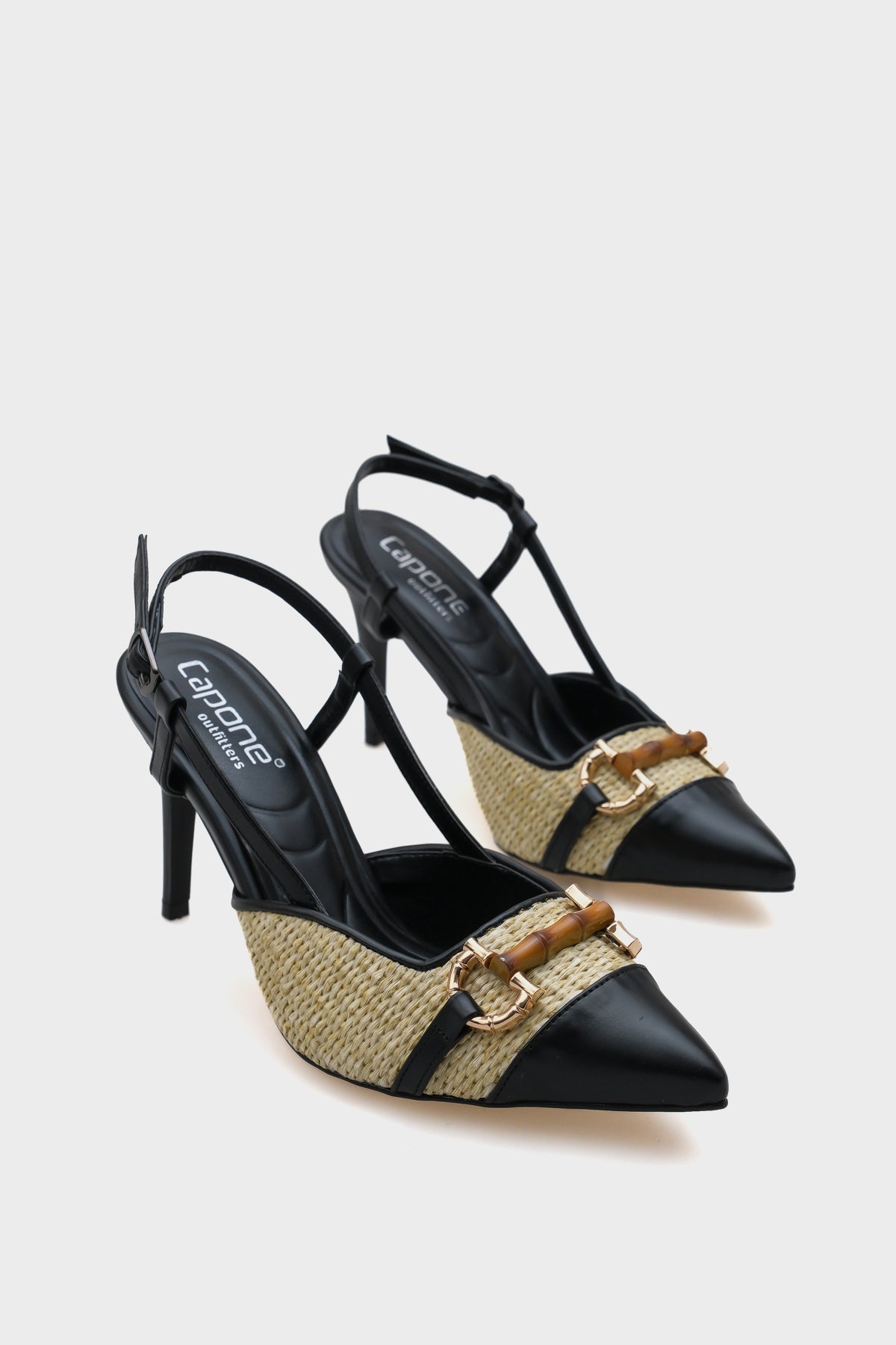 Hetty Tahta Tokalı Hasır Stiletto