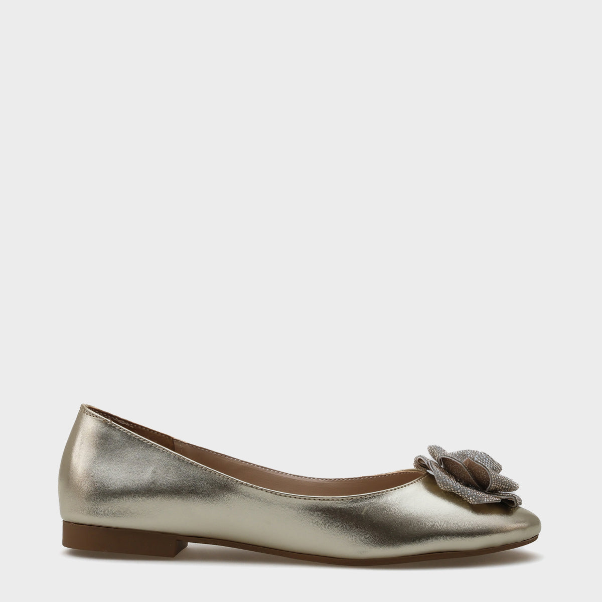 Audrey Yuvarlak Burunlu Taşlı Çiçekli Kadın Babet