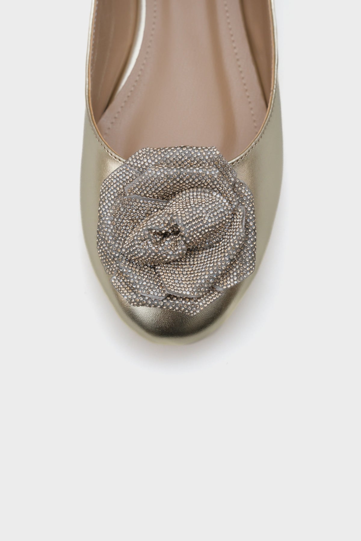 Audrey Yuvarlak Burunlu Taşlı Çiçekli Kadın Babet