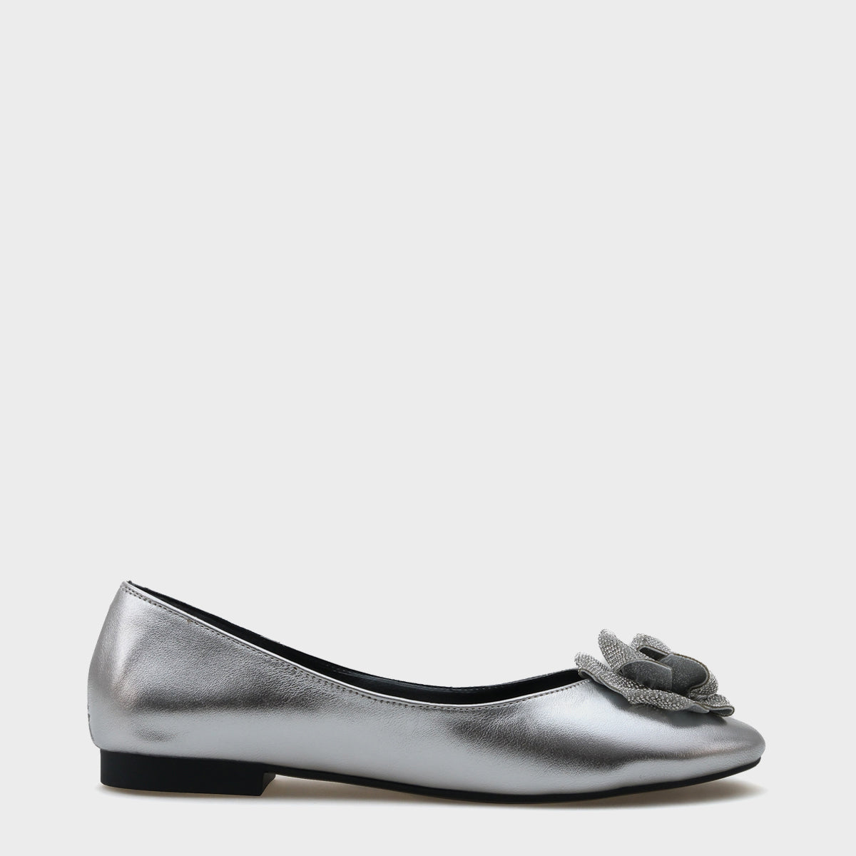 Audrey Yuvarlak Burunlu Taşlı Çiçekli Kadın Babet