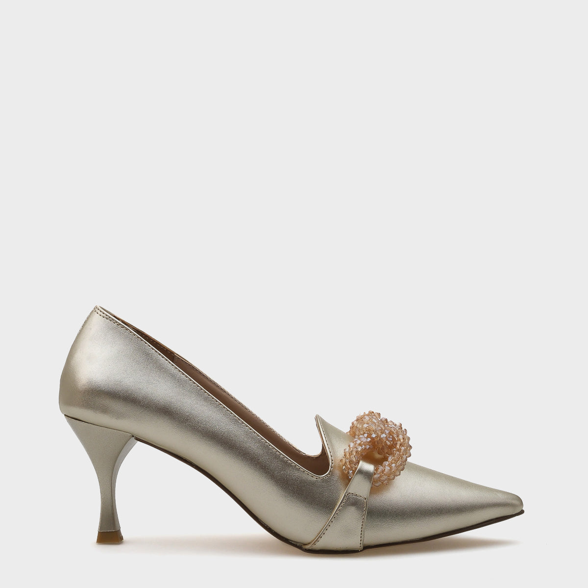 Hilda Orta Topuklu Sivri Burunlu Taşlı Kadın Ayakkabı