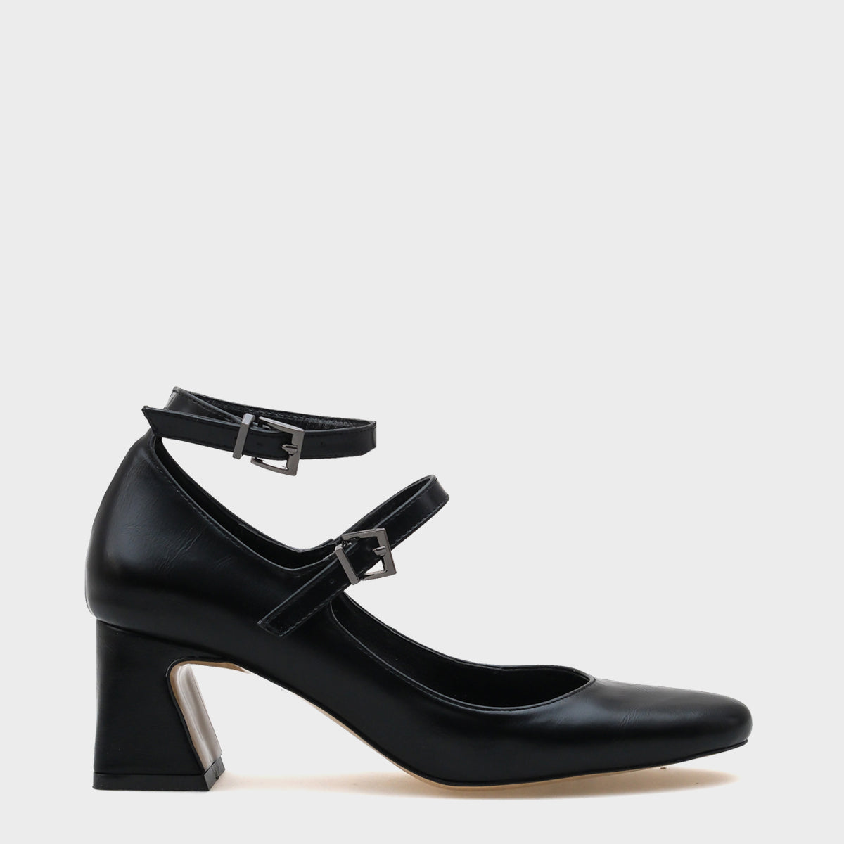 Sara Orta Topuklu Mary Jane İki Bantlı Kadın Ayakkabı