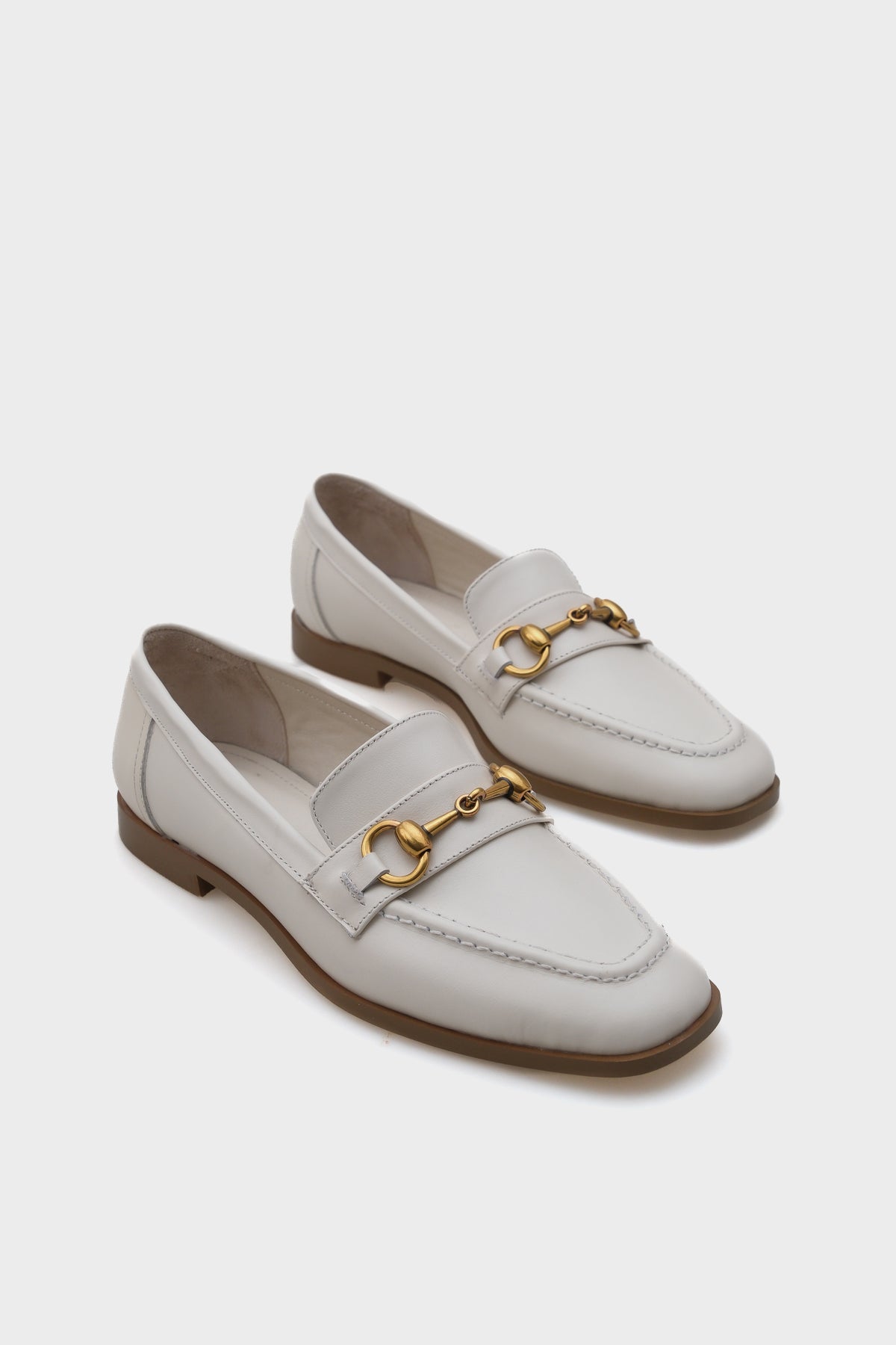 Carly Hakiki Deri Metal Tokalı Kadın Loafer Ayakkabı