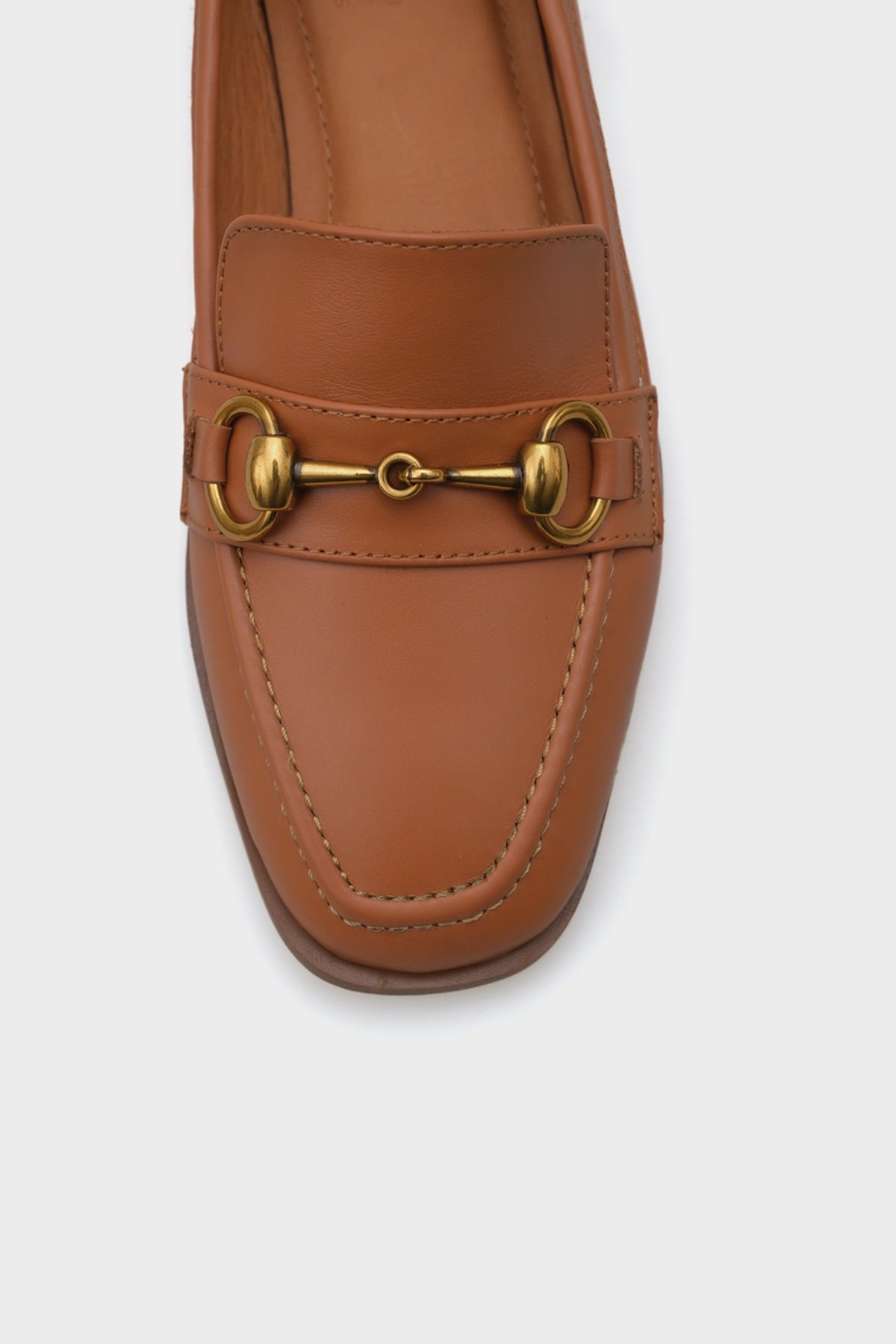 Carly Hakiki Deri Metal Tokalı Kadın Loafer Ayakkabı