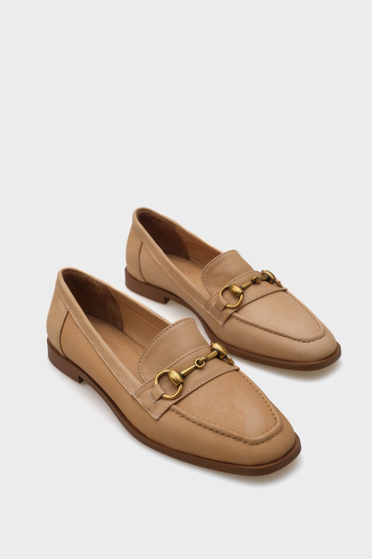 Carly Hakiki Deri Metal Tokalı Kadın Loafer Ayakkabı