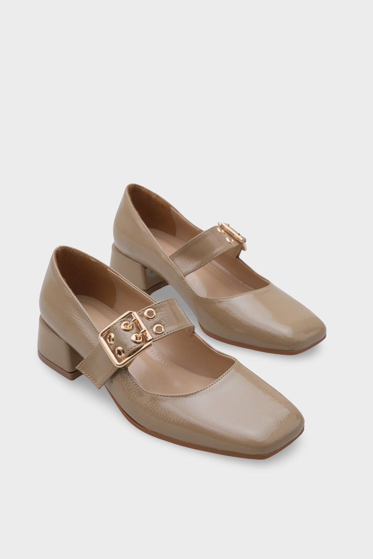 Keri Küt Burunlu Kısa Topuklu Bantlı Mary Jane Kadın Ayakkabı