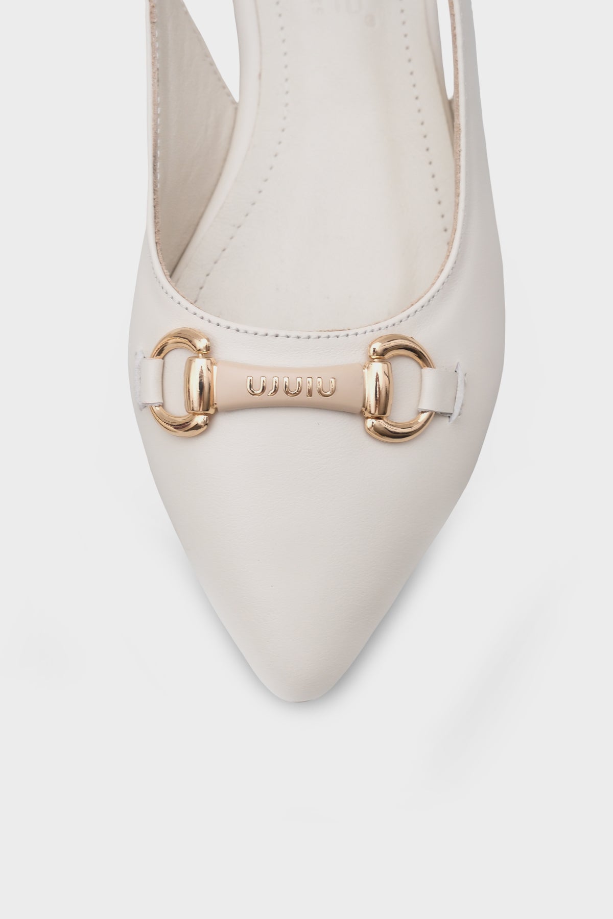 Bobby Hakiki Deri Sivri Burunlu Arkası Açık Tokalı Kadın Babet