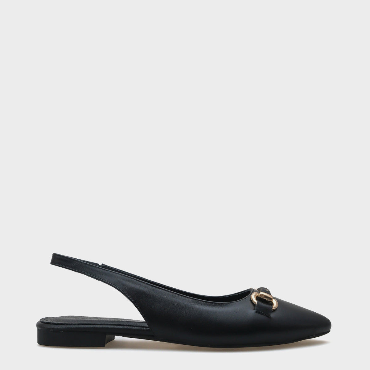 Bobby Hakiki Deri Sivri Burunlu Arkası Açık Tokalı Kadın Babet