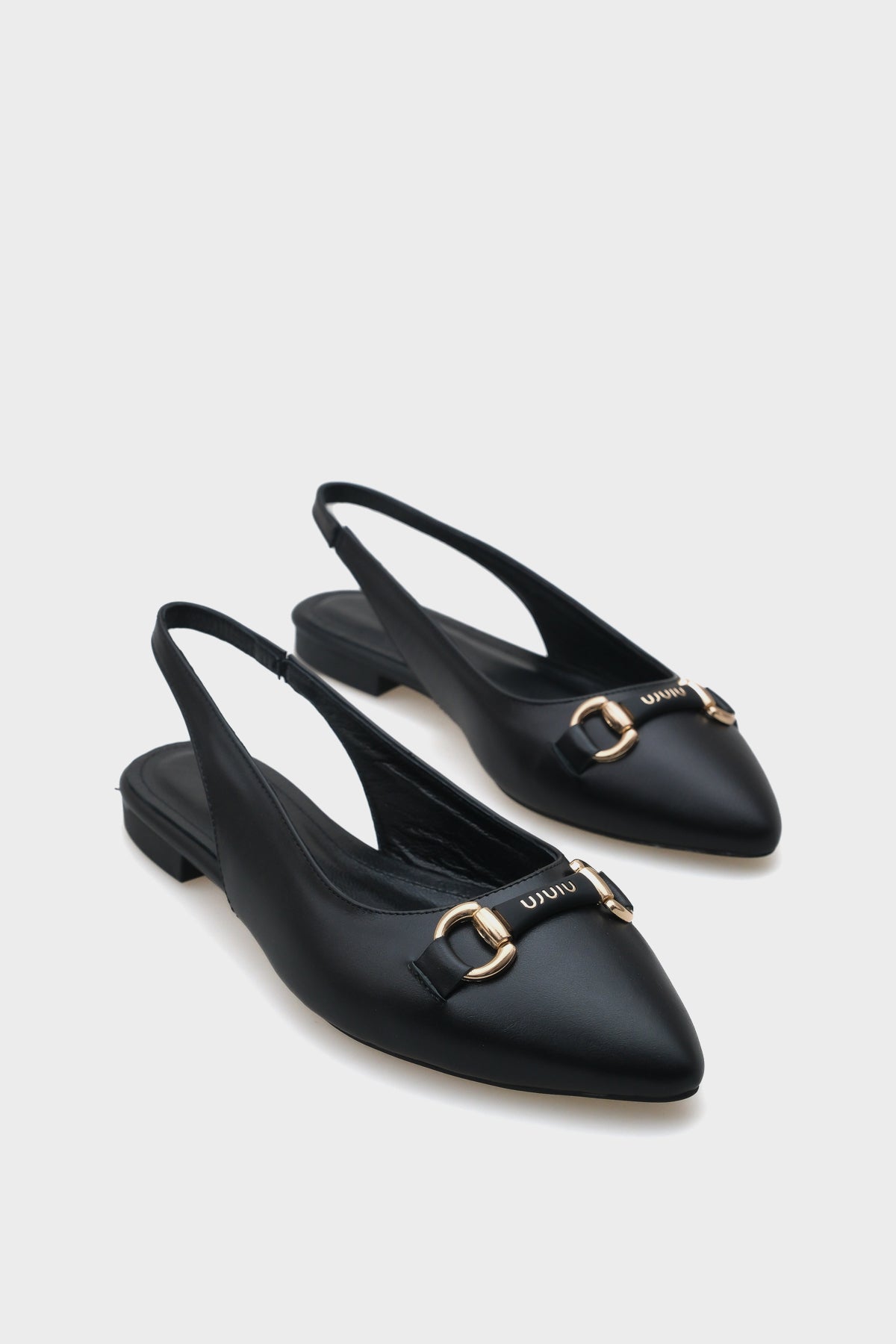 Bobby Hakiki Deri Sivri Burunlu Arkası Açık Tokalı Kadın Babet