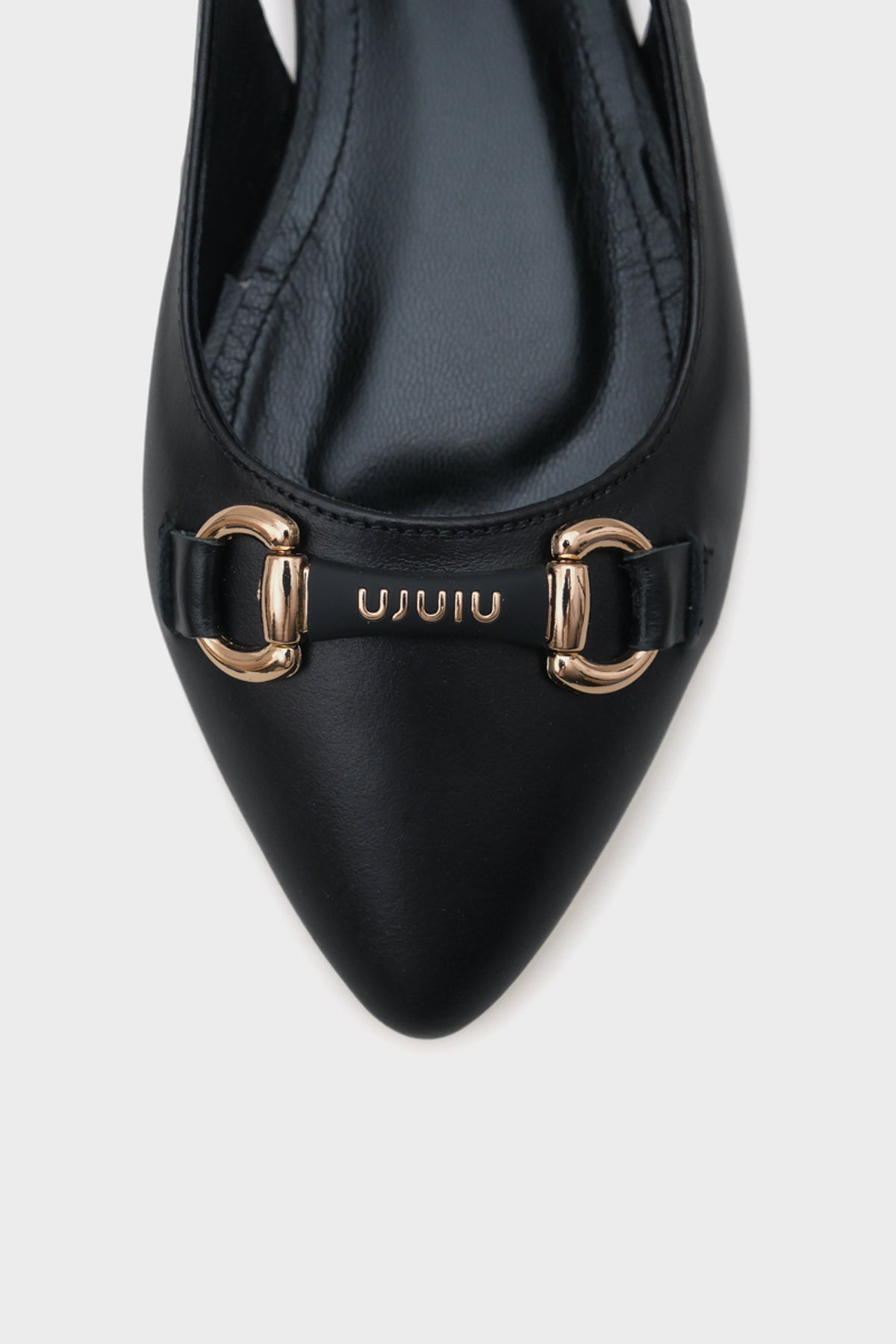 Bobby Hakiki Deri Sivri Burunlu Arkası Açık Tokalı Kadın Babet