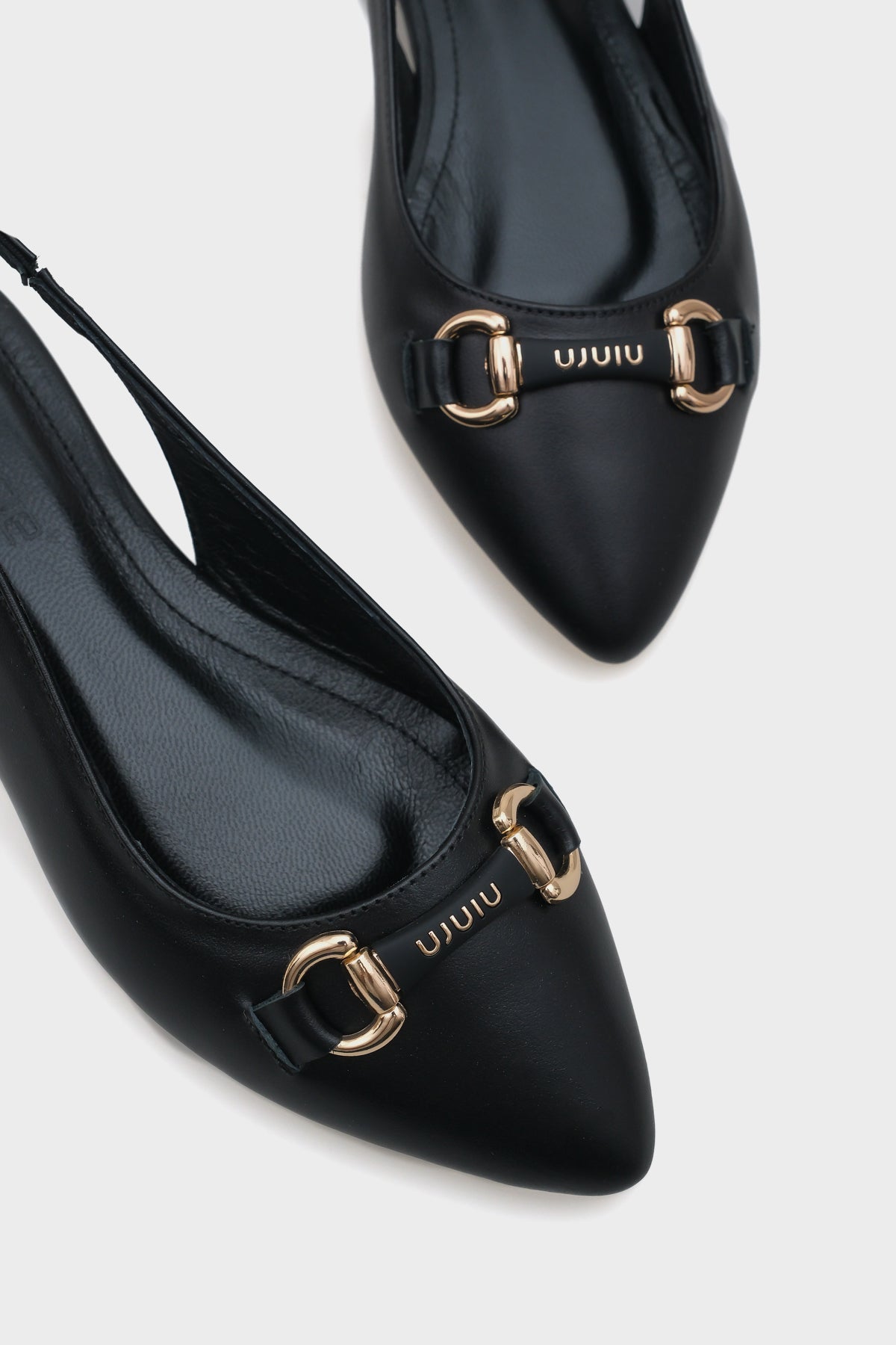 Bobby Hakiki Deri Sivri Burunlu Arkası Açık Tokalı Kadın Babet