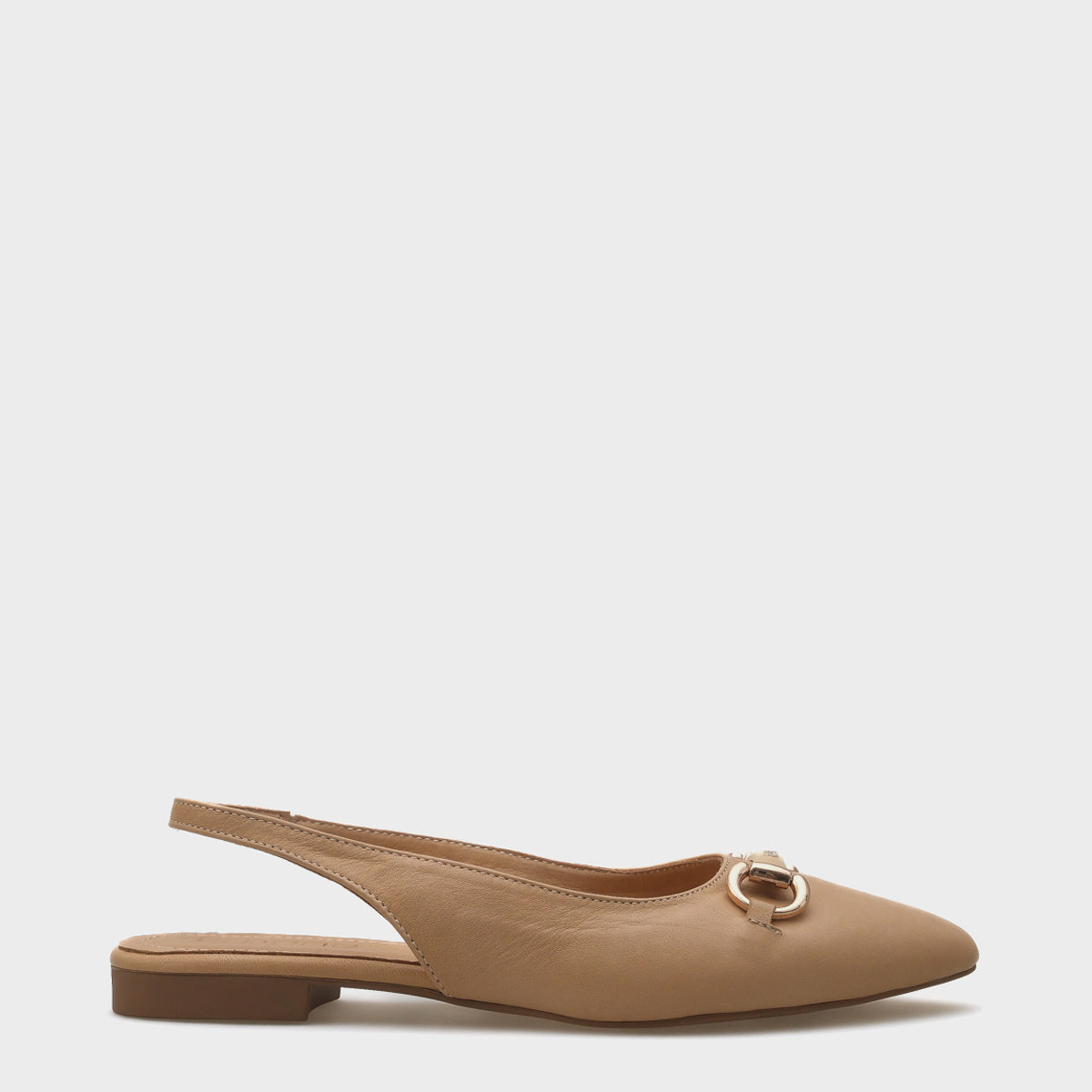 Bobby Hakiki Deri Sivri Burunlu Arkası Açık Tokalı Kadın Babet