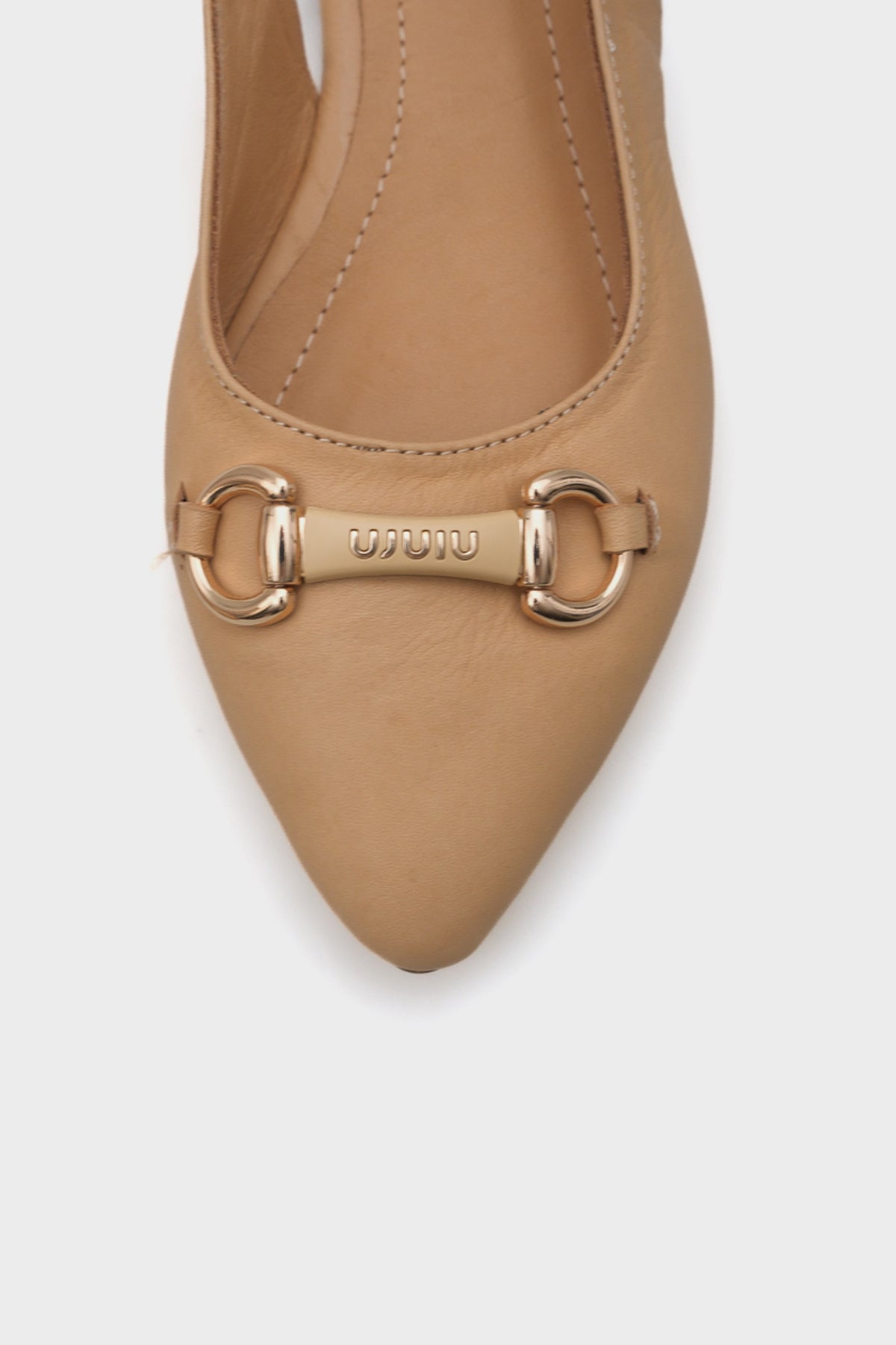 Bobby Hakiki Deri Sivri Burunlu Arkası Açık Tokalı Kadın Babet