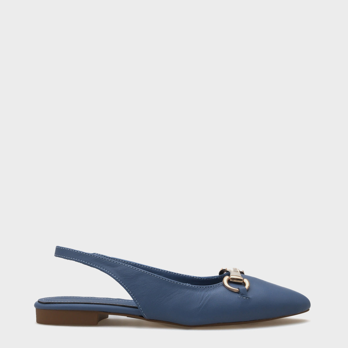 Bobby Hakiki Deri Sivri Burunlu Arkası Açık Tokalı Kadın Babet