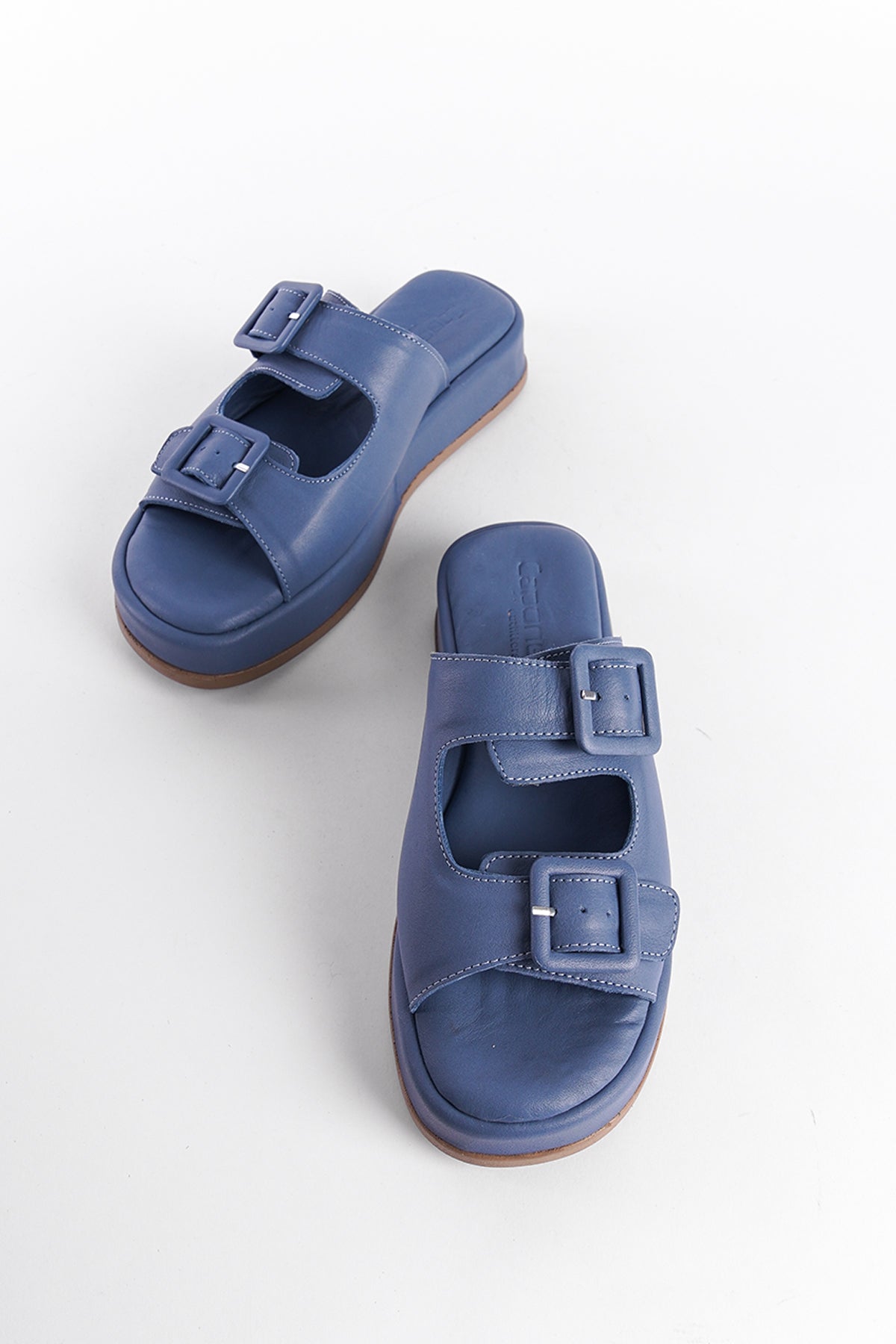 Hasır Hakiki Deri Tokalı Kadın Terlik