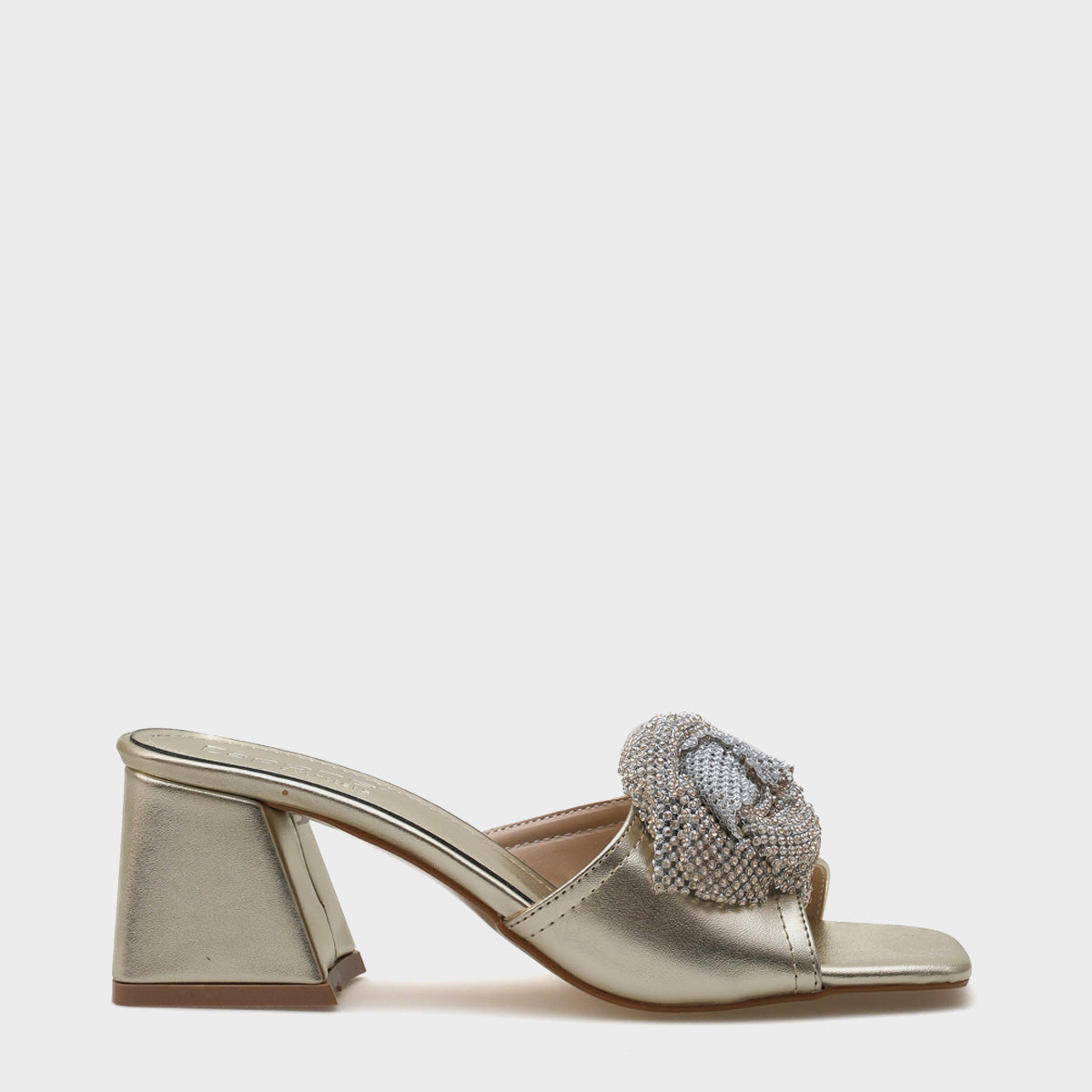 Naomi Orta Topuklu Taşlı Tokalı Kadın Terlik