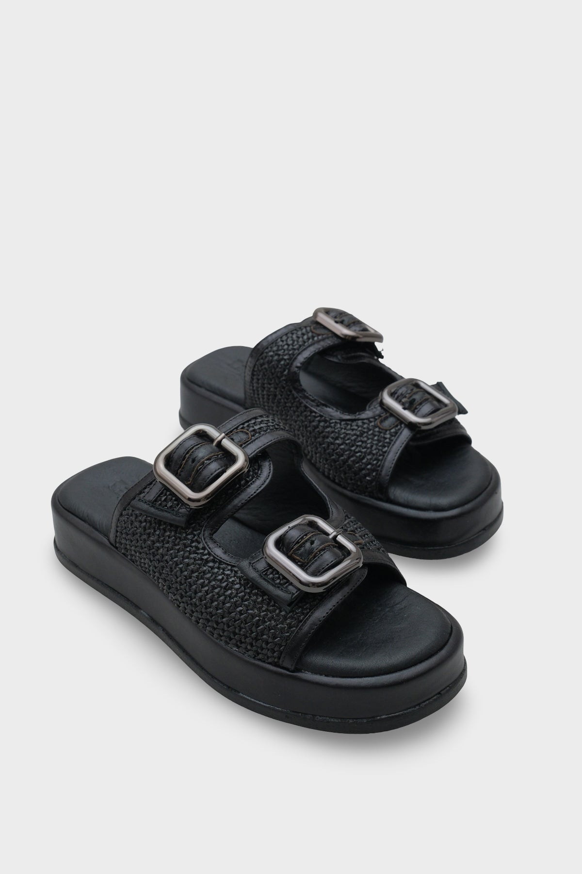 Dana Hakiki Deri Dolgu Topuk Hasırlı Konfor Kadın Terlik