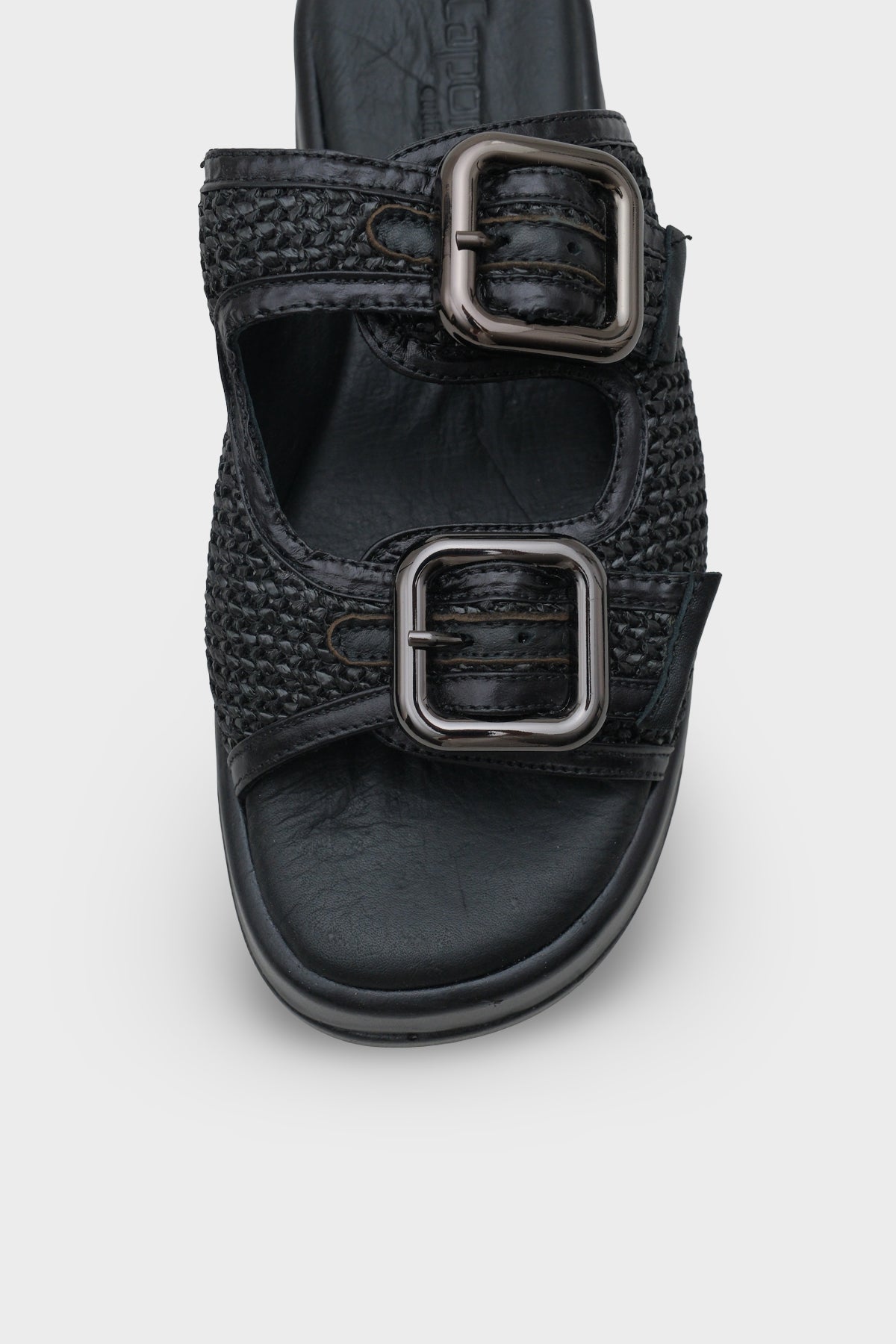 Dana Hakiki Deri Dolgu Topuk Hasırlı Konfor Kadın Terlik