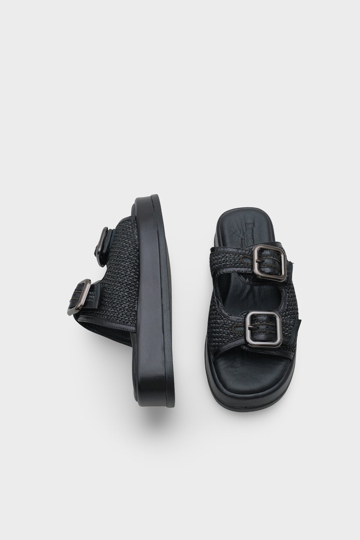 Dana Hakiki Deri Dolgu Topuk Hasırlı Konfor Kadın Terlik