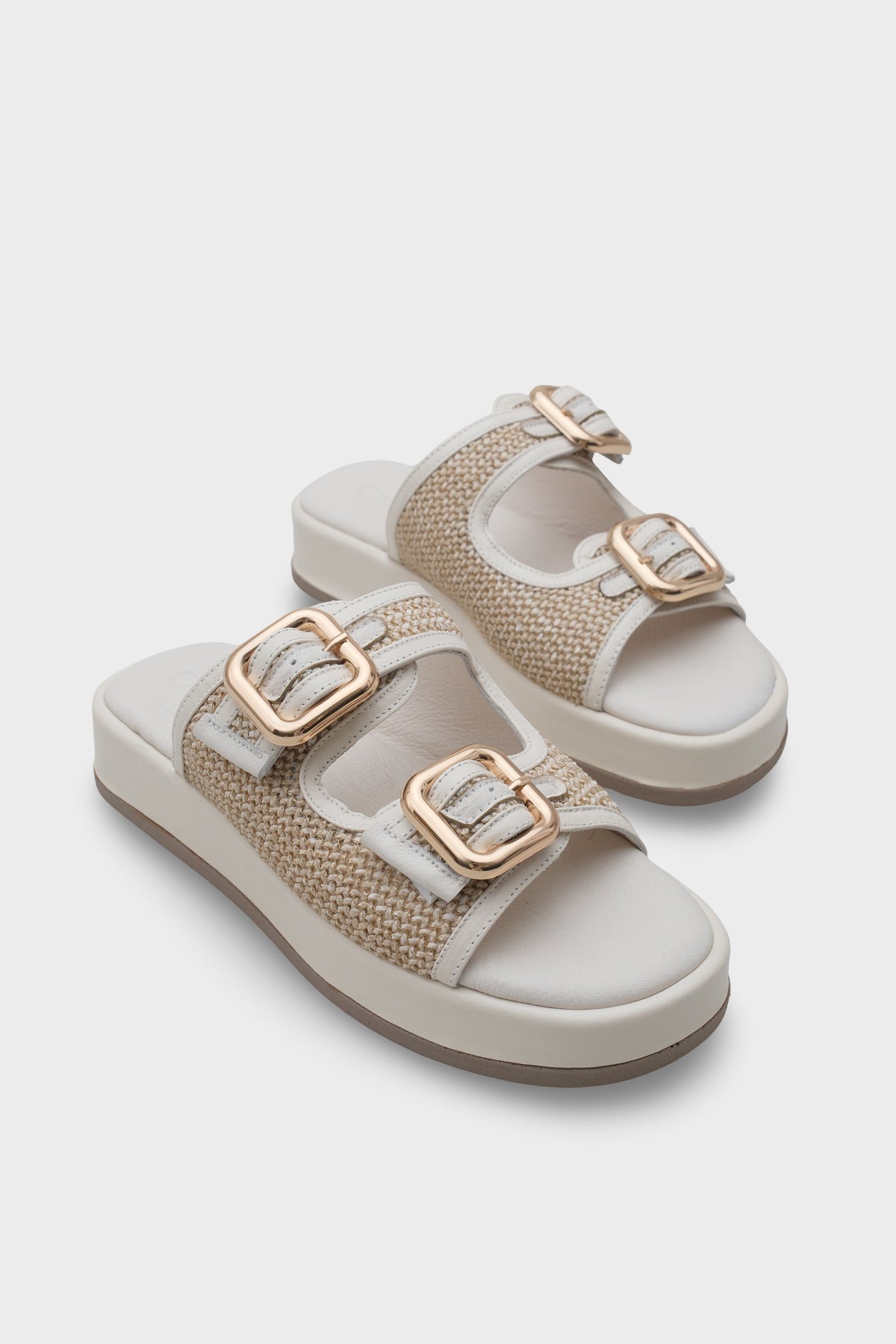 Dana Hakiki Deri Dolgu Topuk Hasırlı Konfor Kadın Terlik