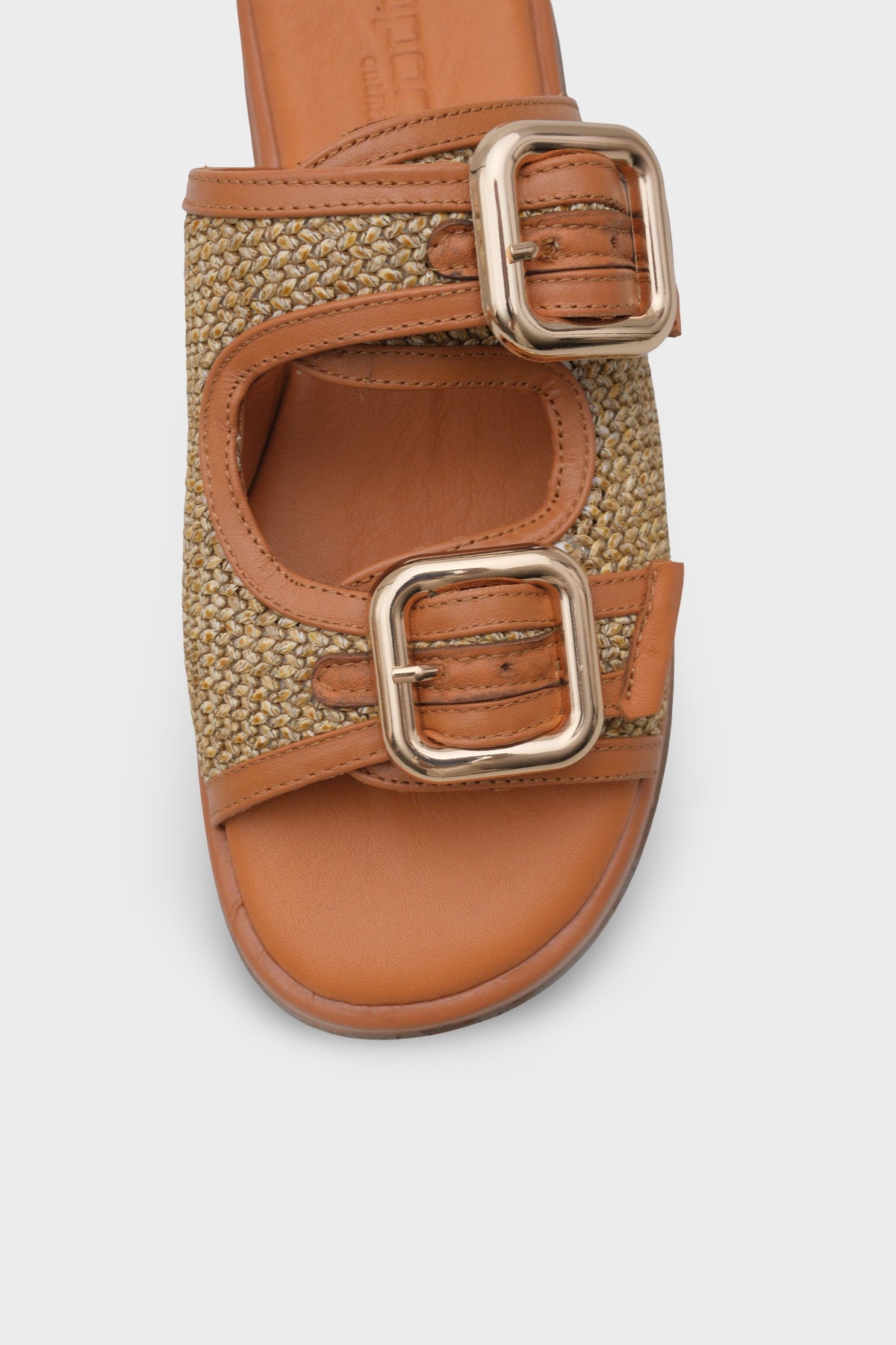 Dana Hakiki Deri Dolgu Topuk Hasırlı Konfor Kadın Terlik