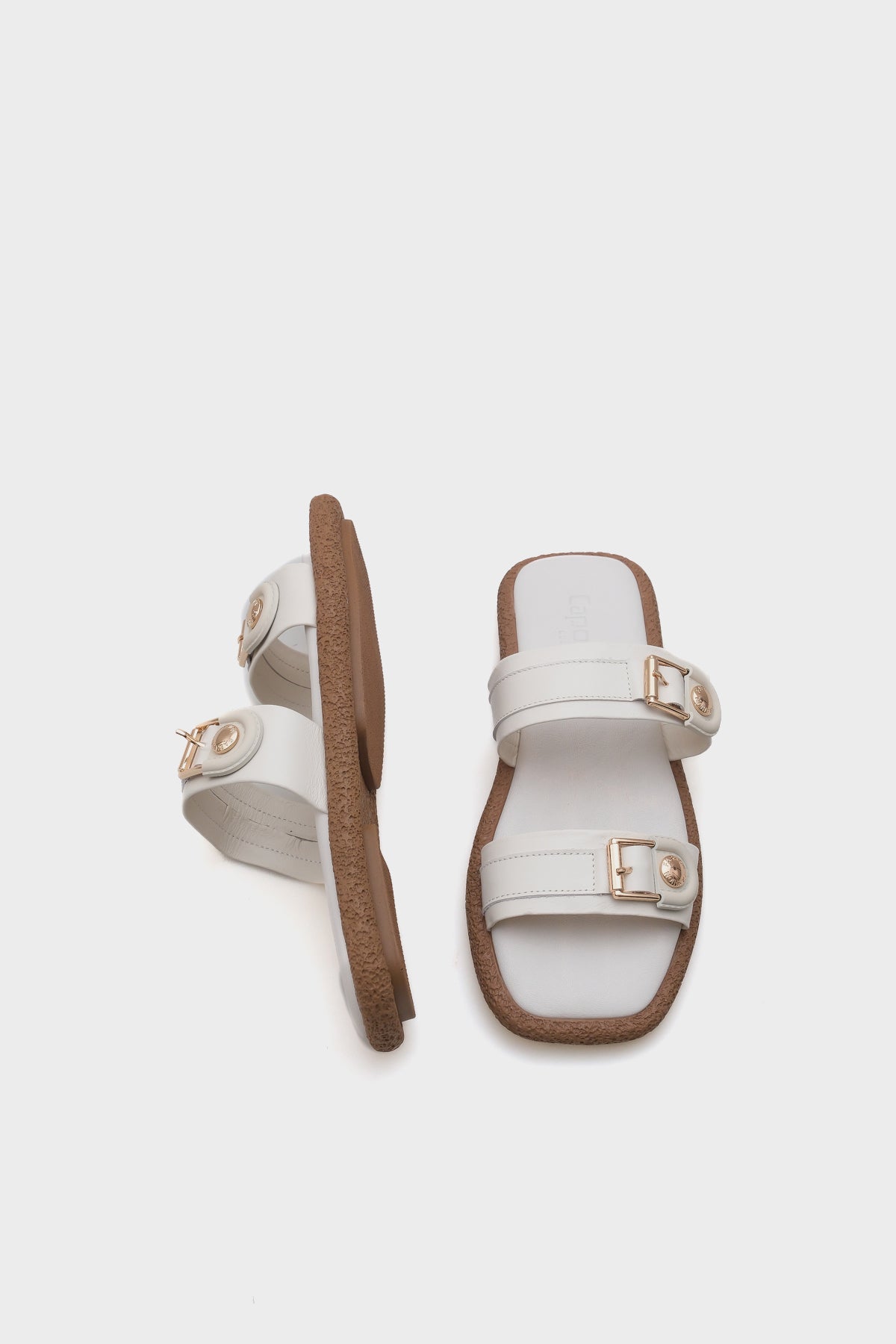 Enya Hakiki Deri Çift Tokalı Düz Topuklu Konfor Kadın Terlik