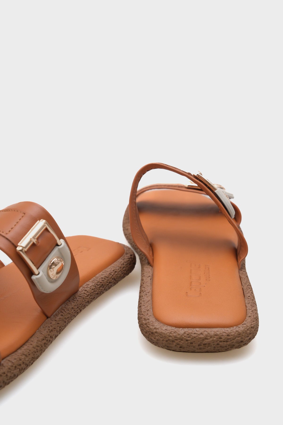 Enya Hakiki Deri Çift Tokalı Düz Topuklu Konfor Kadın Terlik