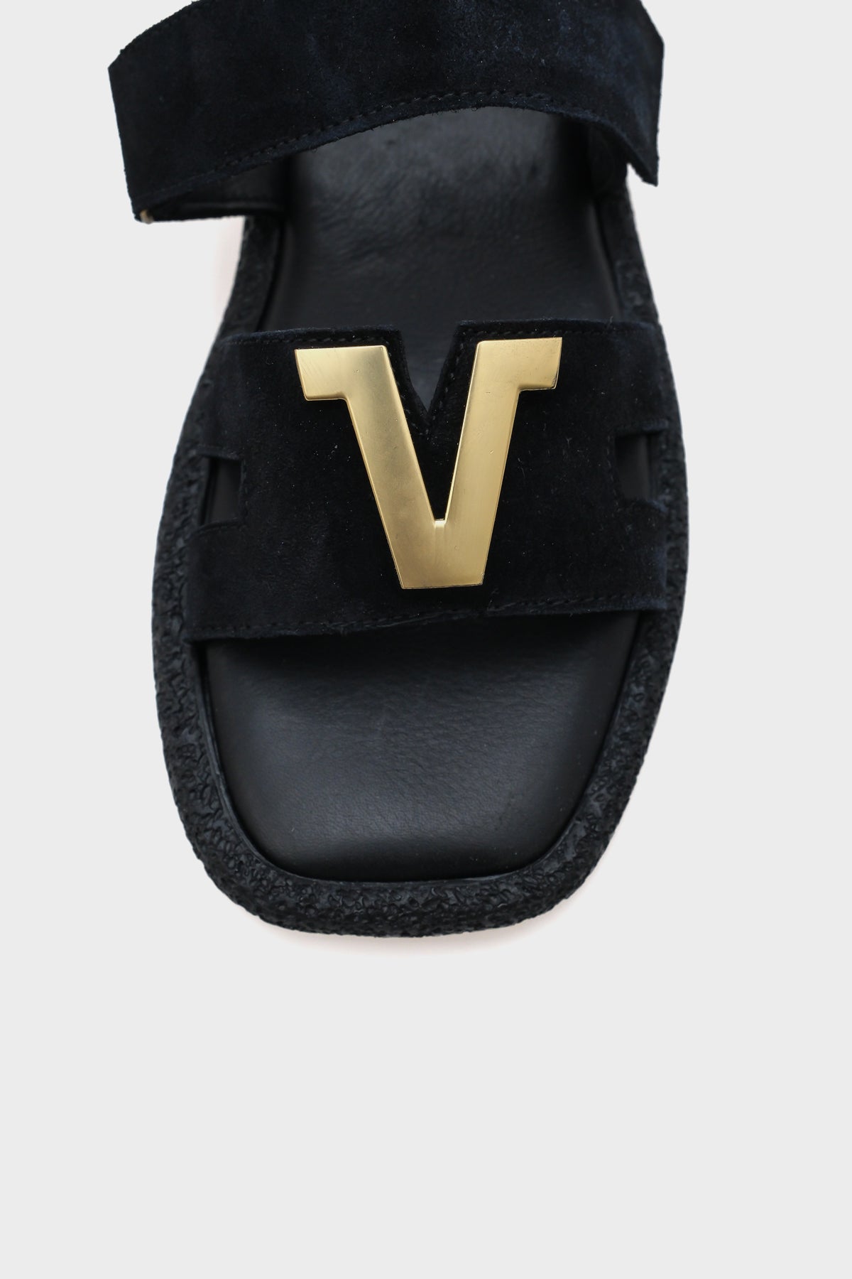 Lane Hakiki Deri V tokalı Çift Bantlı Kadın Konfor Terlik