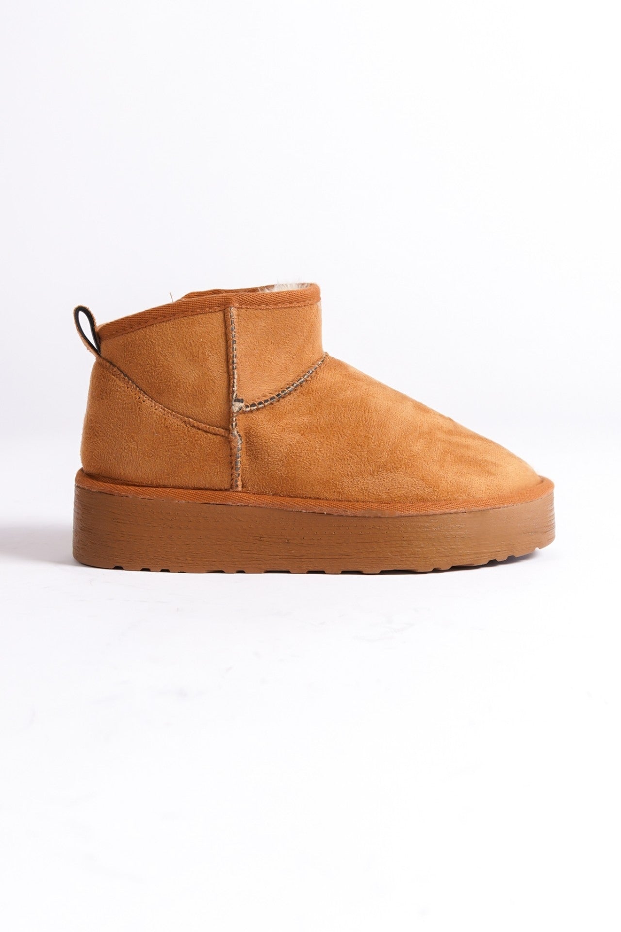 Raina Kalın Tabanlı Yuvarlak Burunlu Kürklü Kısa Kadın Bot