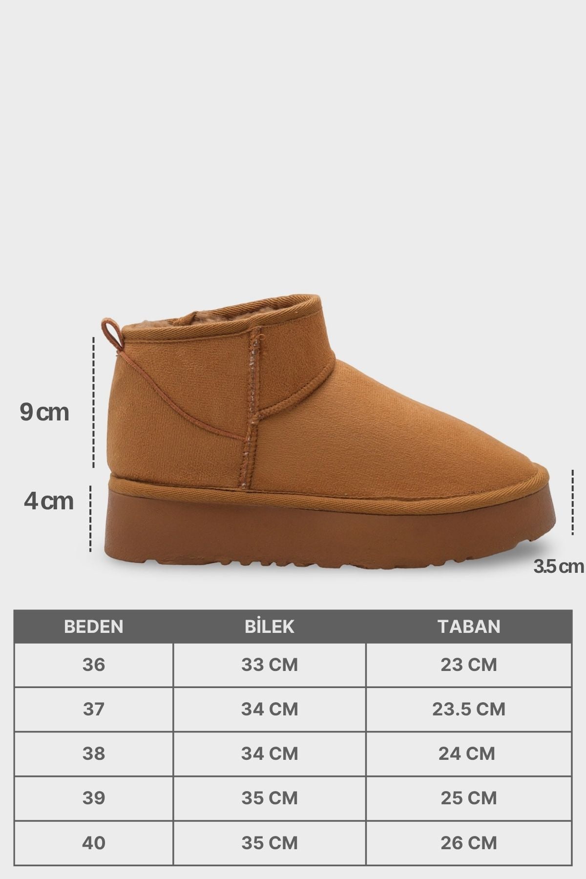 Raina Kalın Tabanlı Yuvarlak Burunlu Kürklü Kısa Kadın Bot