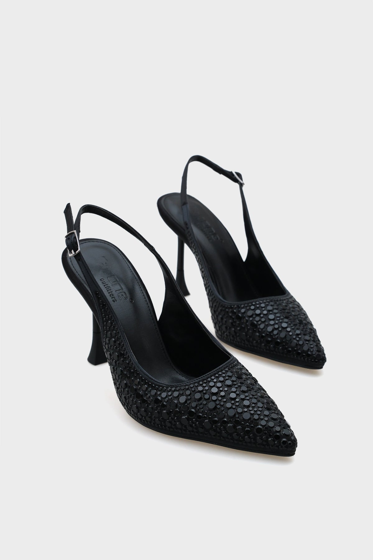 Hope Taşlı Saten Yüksek Topuklu Arkası Bantlı Stiletto