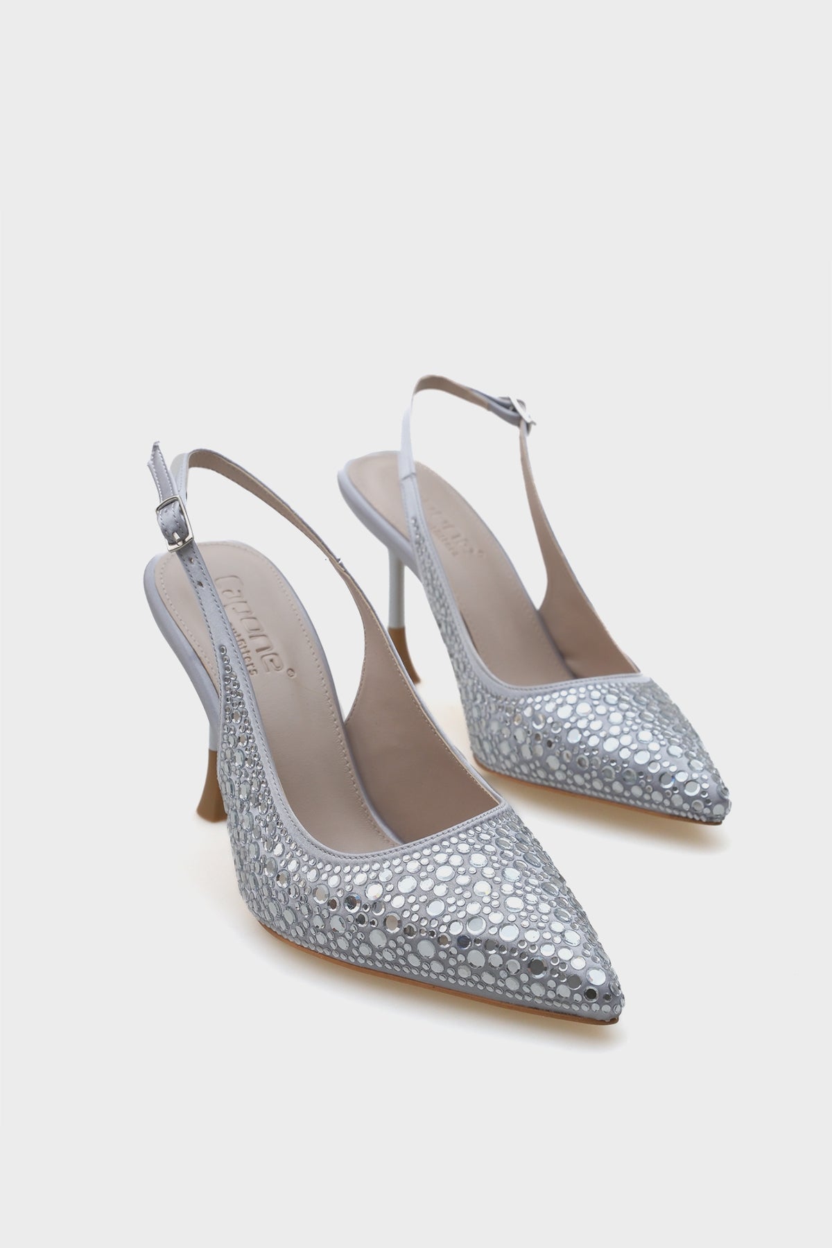 Hope Taşlı Saten Yüksek Topuklu Arkası Bantlı Stiletto