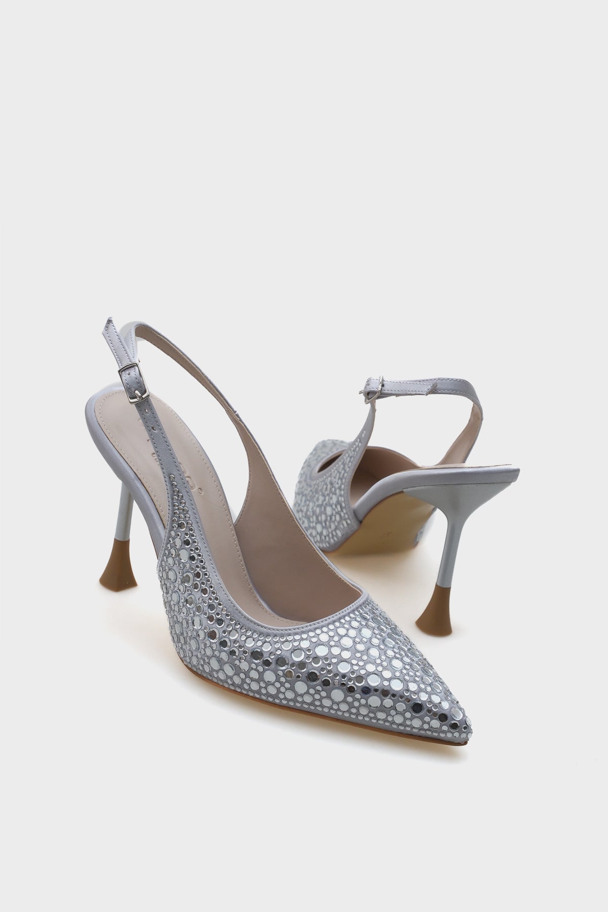 Hope Taşlı Saten Yüksek Topuklu Arkası Bantlı Stiletto