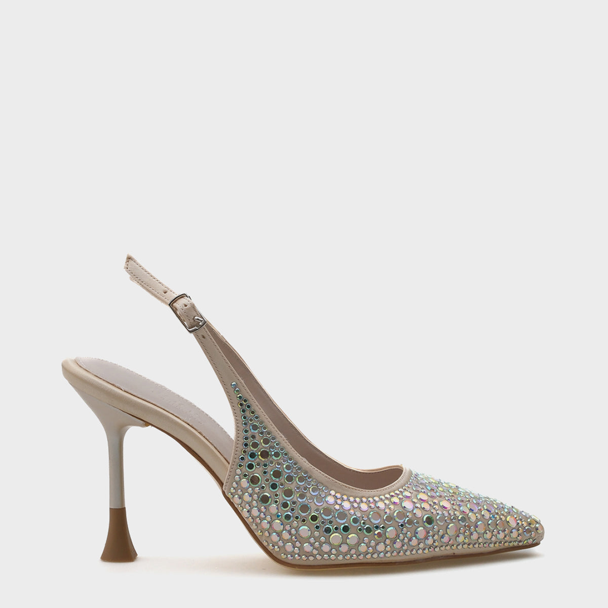 Hope Taşlı Saten Yüksek Topuklu Arkası Bantlı Stiletto