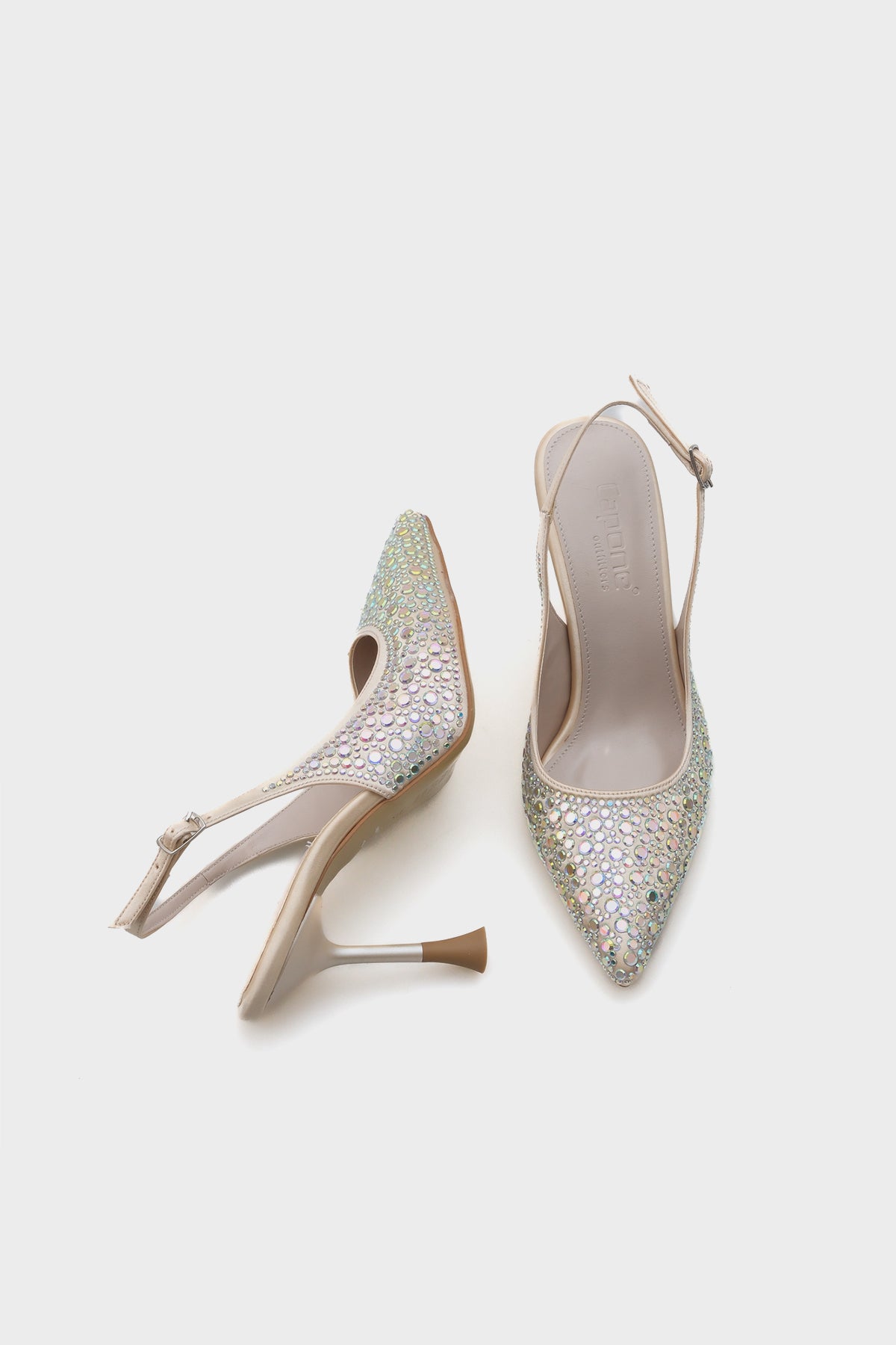 Hope Taşlı Saten Yüksek Topuklu Arkası Bantlı Stiletto