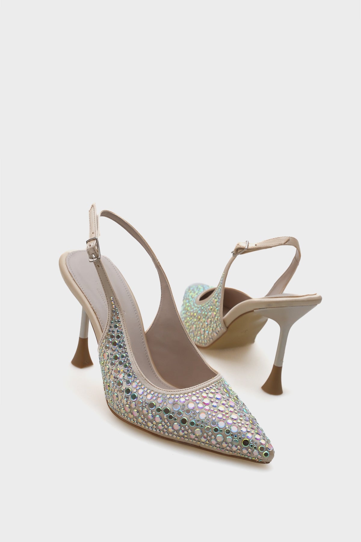 Hope Taşlı Saten Yüksek Topuklu Arkası Bantlı Stiletto