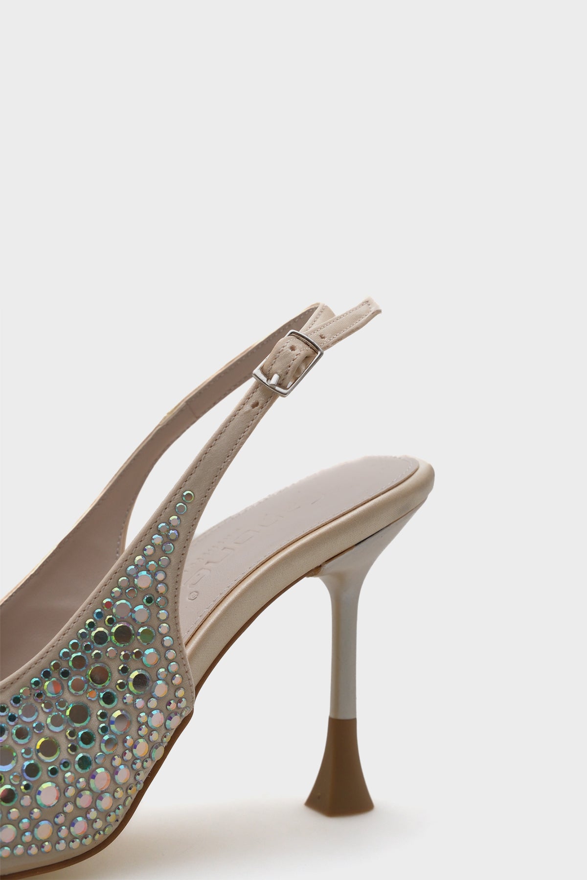 Hope Taşlı Saten Yüksek Topuklu Arkası Bantlı Stiletto