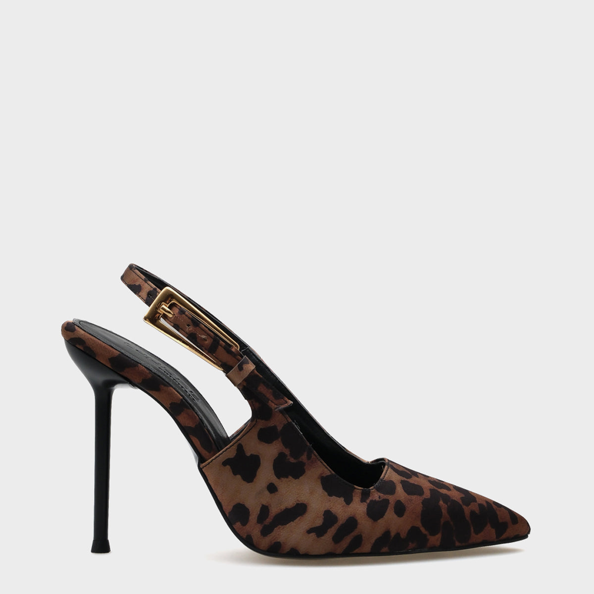 Isabel Saten Yüksek Topuklu Metal Tokalı Arkası Bantlı Stiletto