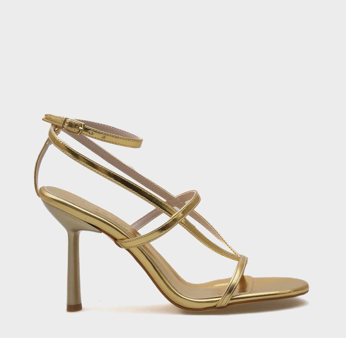 Ella Yuvarlak Burunlu Bantlı Yüksek Topuklu Kadın Sandalet