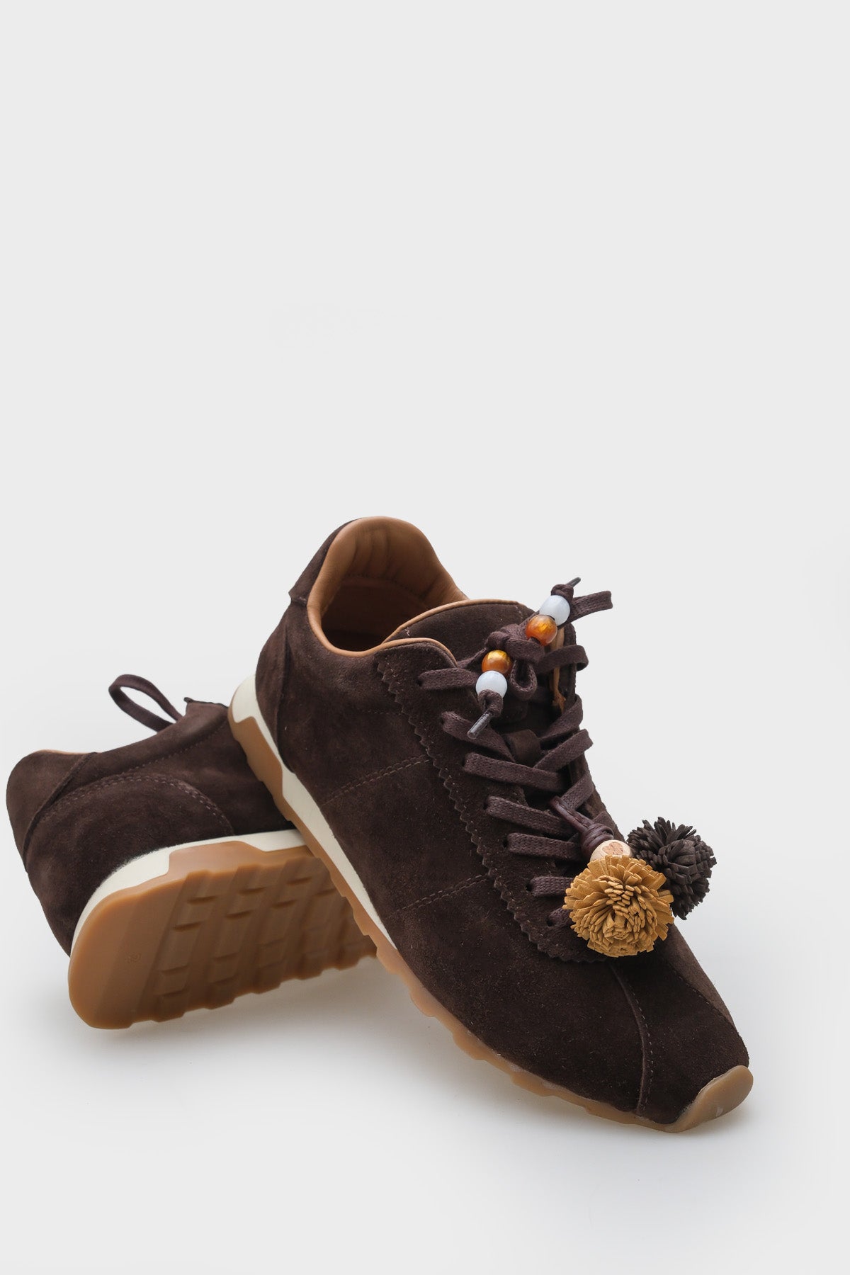 Doralyn Hakiki Deri Süet Ponponlu Kadın Sneaker Spor Ayakkabı