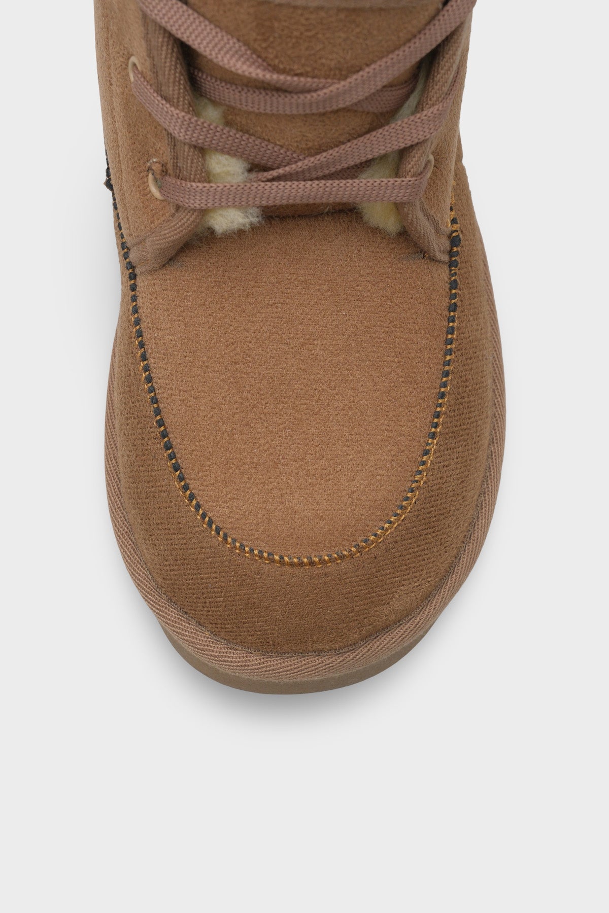 Madeline Kalın Tabanlı Yuvarlak Burunlu Bağcıklı Kürklü Kadın Bot