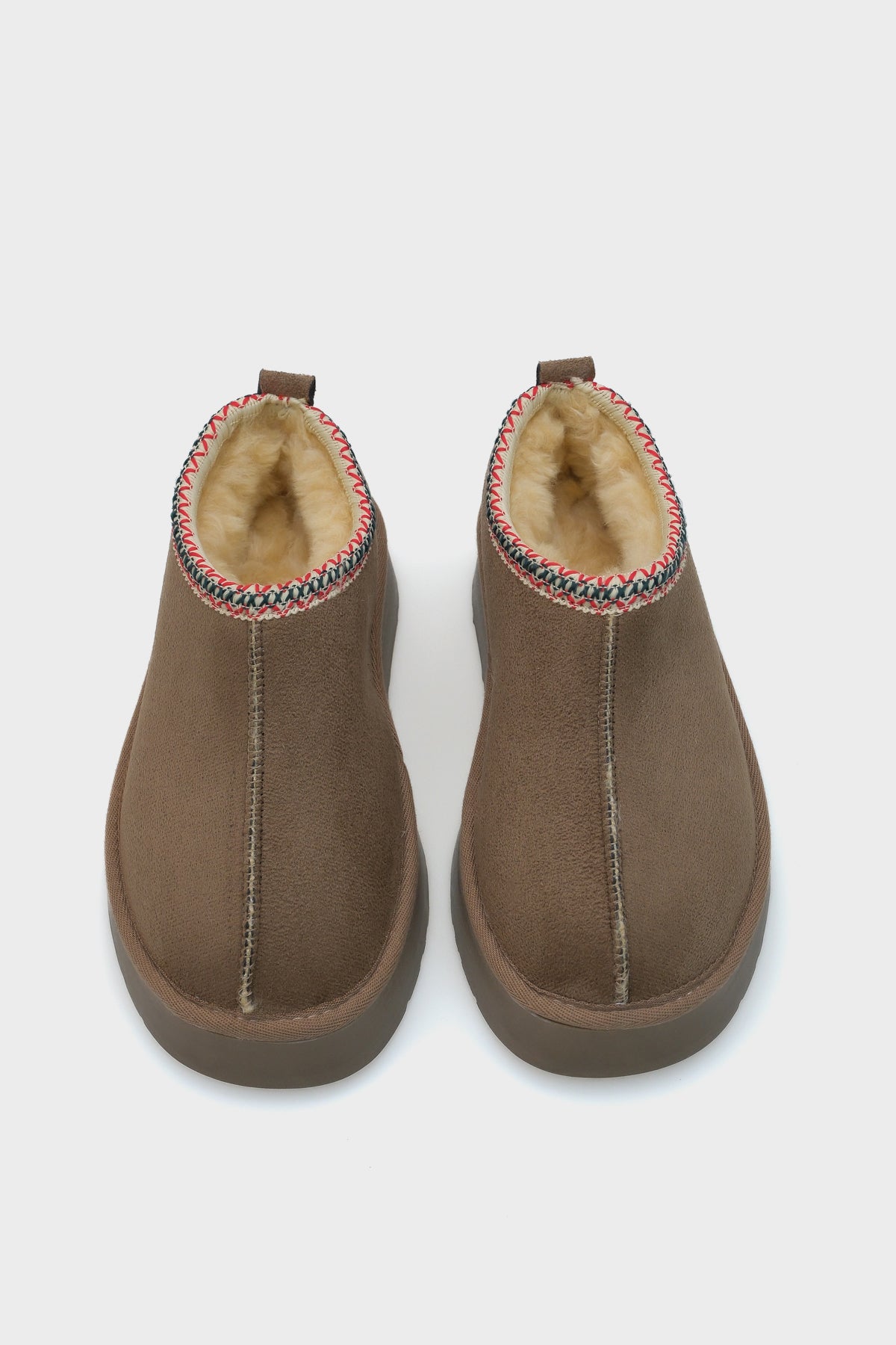 Kalın Tabanlı Yuvarlak Burunlu Kürklü Kadın Kapalı Terlik