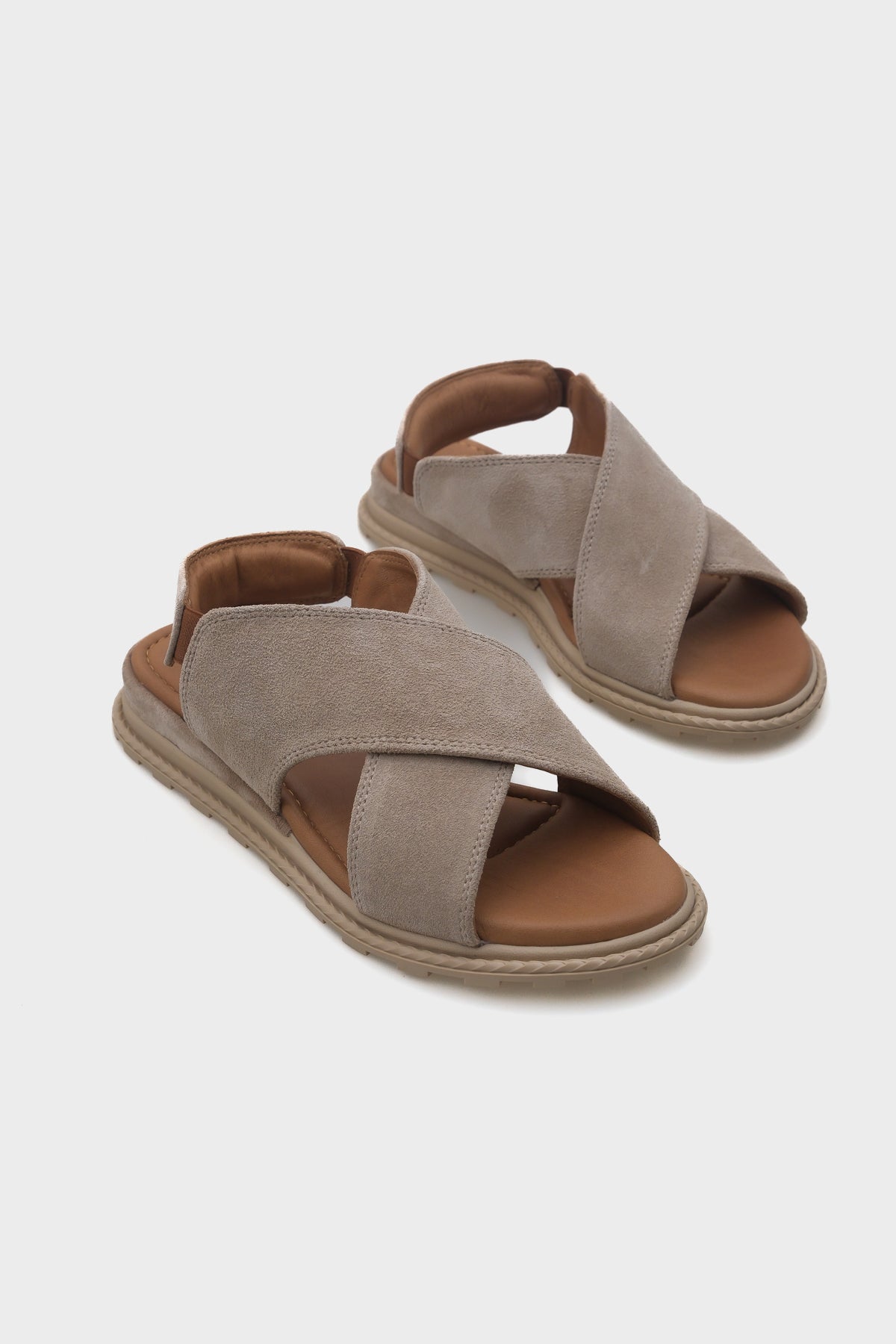 Elvira Çapraz Bantlı Cırtlı Deri Kadın Sandalet