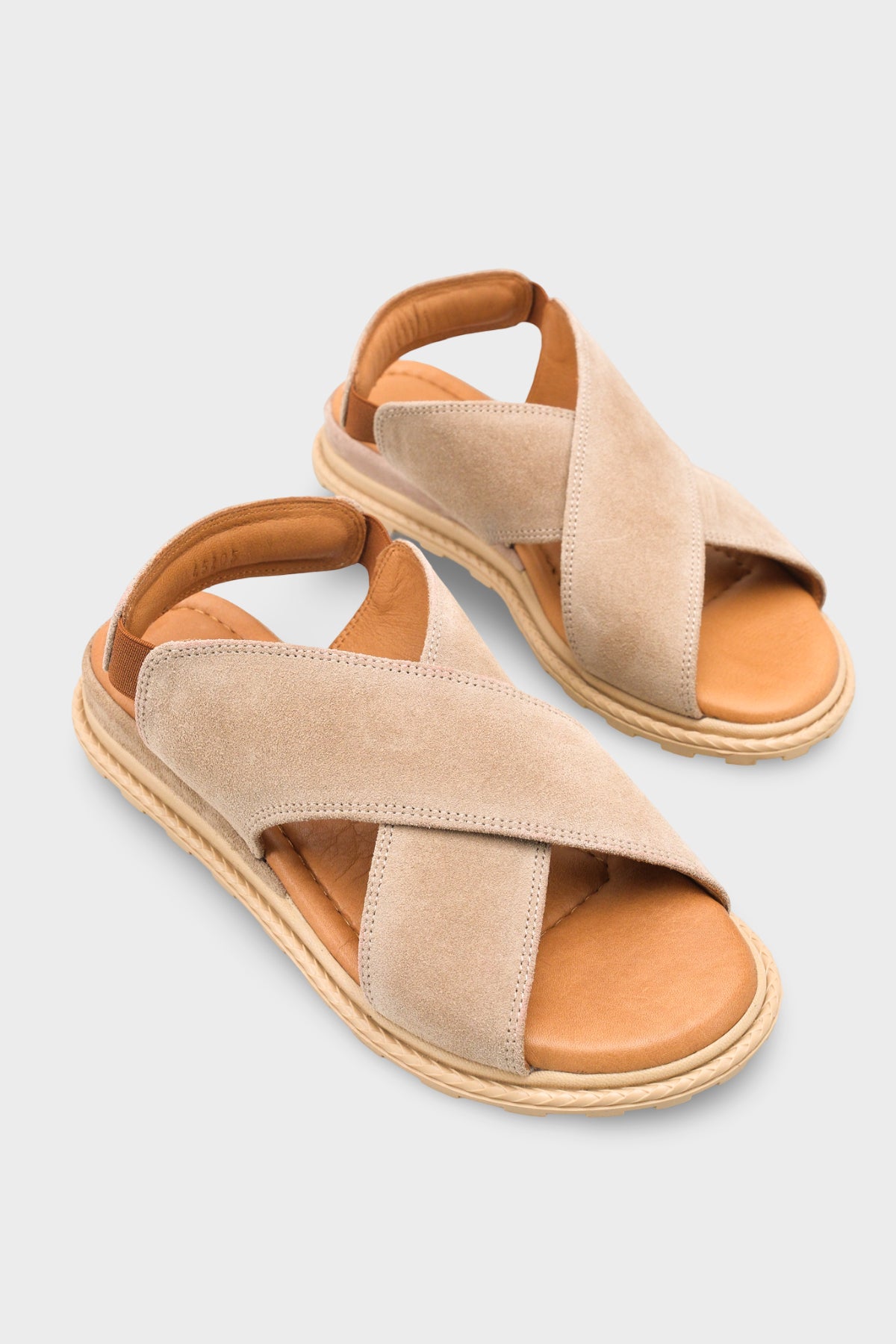 Elvira Çapraz Bantlı Cırtlı Deri Kadın Sandalet