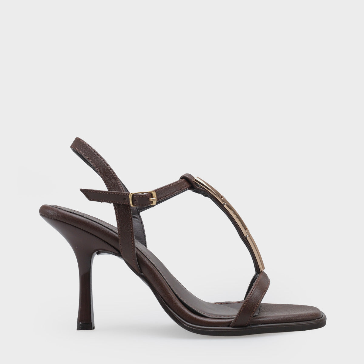 Nikkie Küt Burunlu Metal Tek Bantlı Orta Topuklu Bilekten Bantlı Kadın Ayakkabı