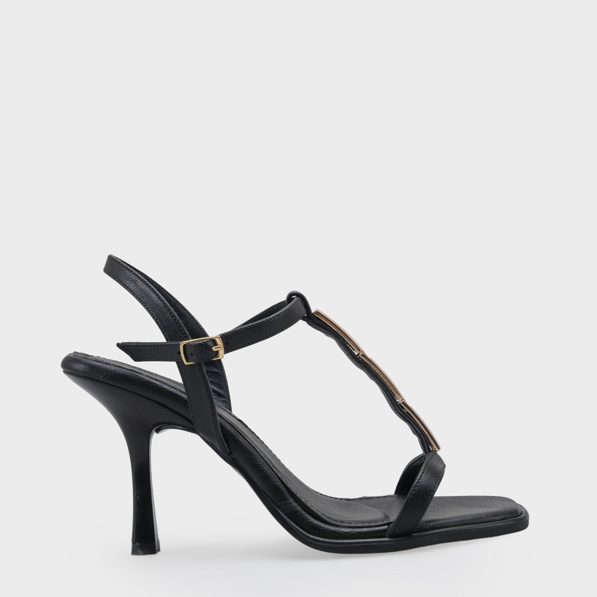 Nikkie Küt Burunlu Metal Tek Bantlı Orta Topuklu Bilekten Bantlı Kadın Ayakkabı